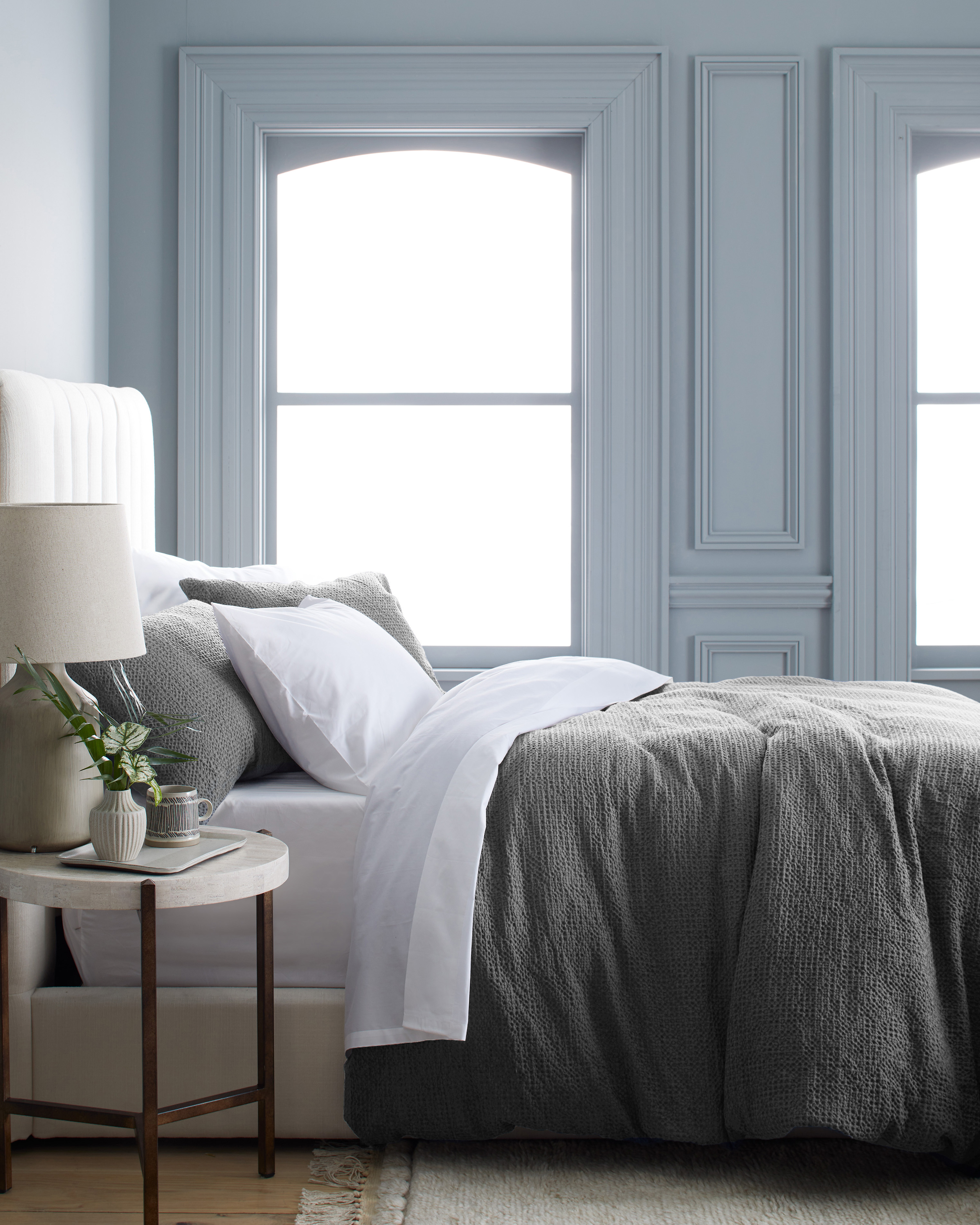 Grey Organic Luxe Honeycomb Duvet Cover