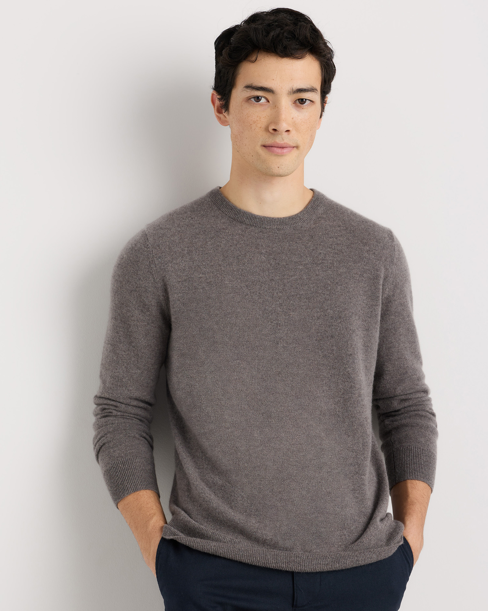Elk Brown Mongolian Cashmere Crewneck Sweater