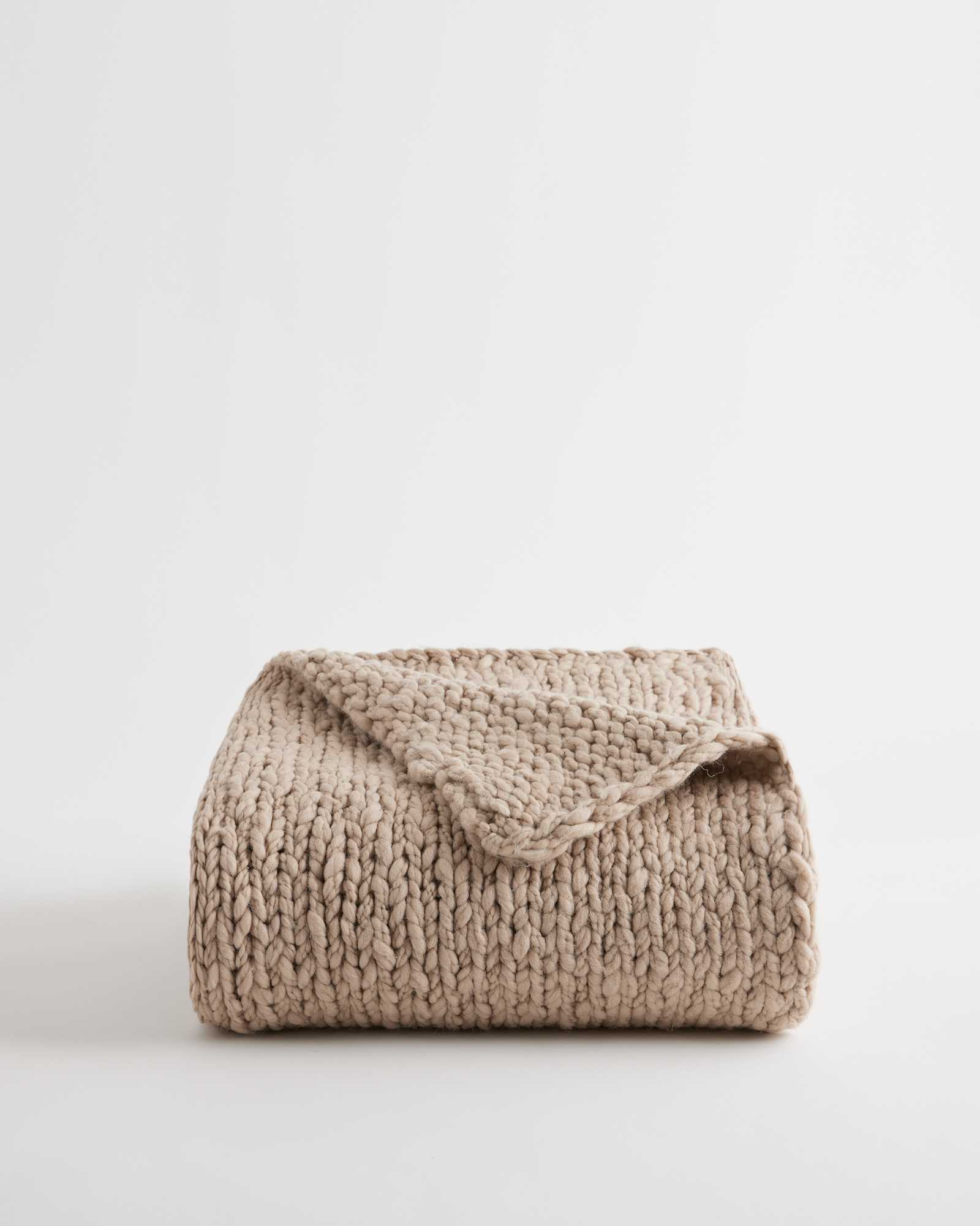 Chunky Hand Knit Wool Throw