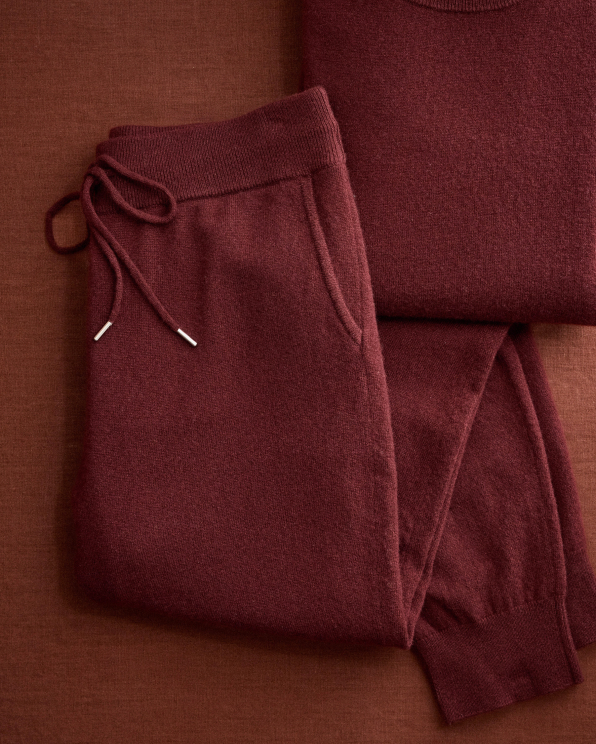 Rich Burgundy Mongolian Cashmere Sweatpants