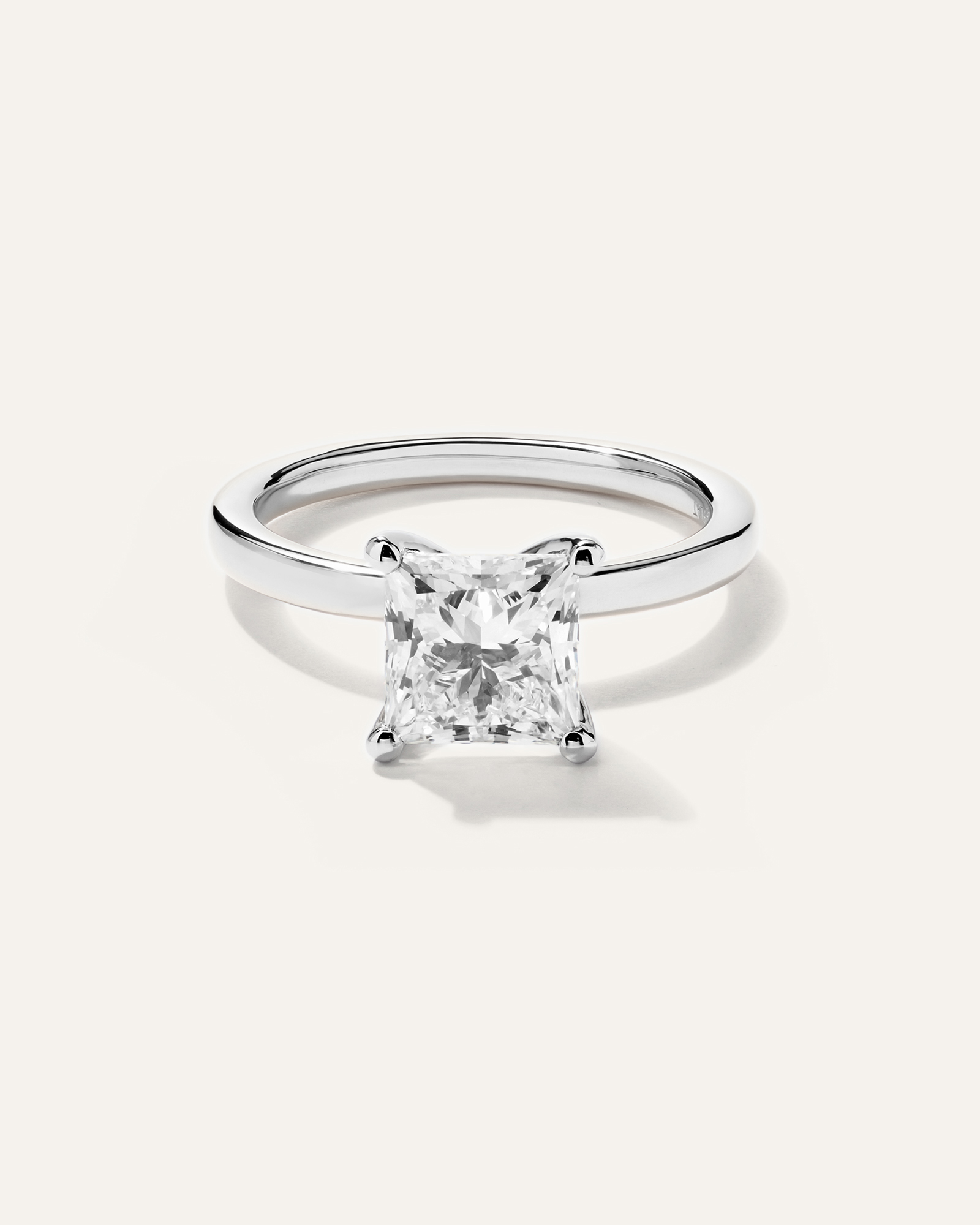 Platinum Lab Grown Diamond Princess Comfort Fit Engagement Ring - 2ct