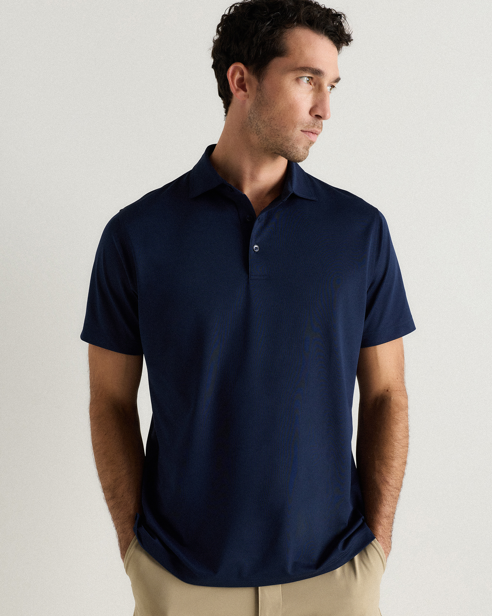 Navy Performance Mesh Golf Polo