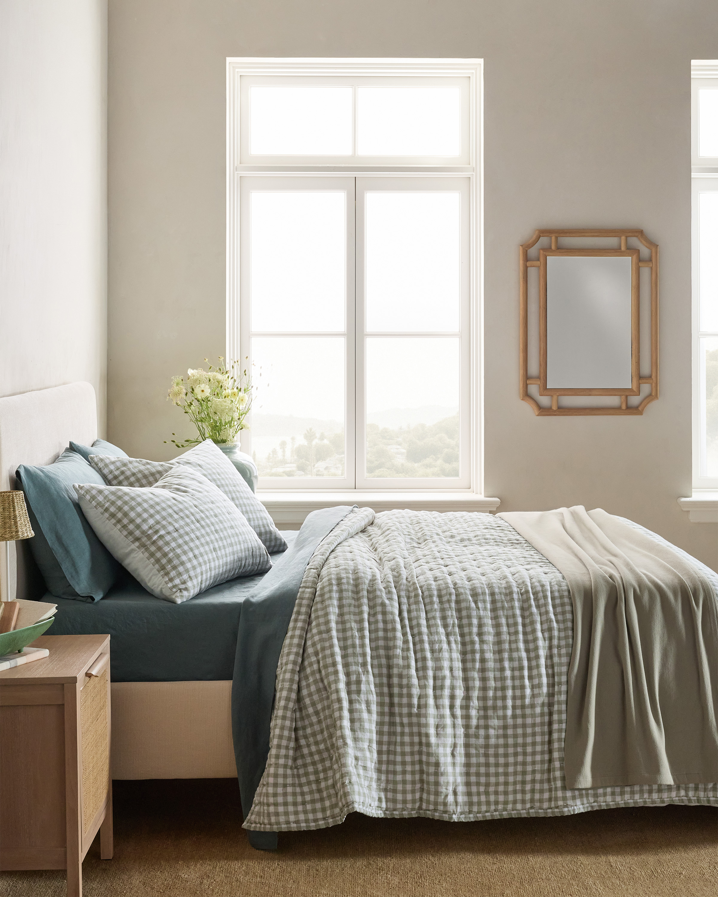 Willowleaf Gingham Courtepointe en lin européen à motif