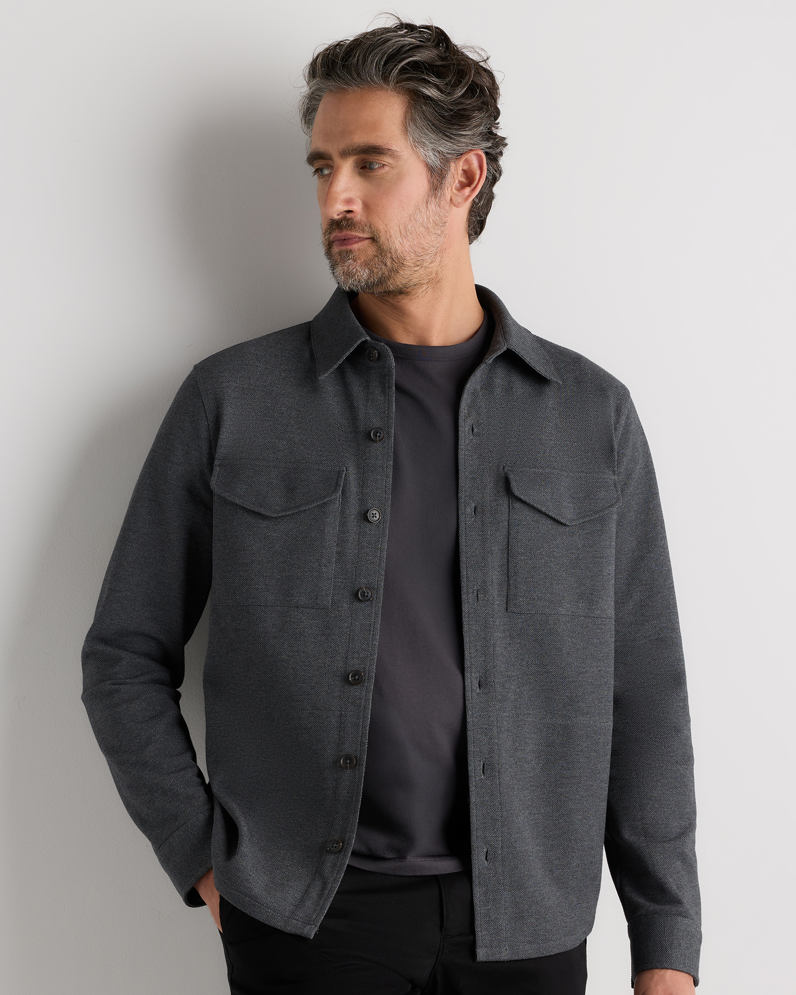 Heather Charcoal Surchemise en piqué de coton