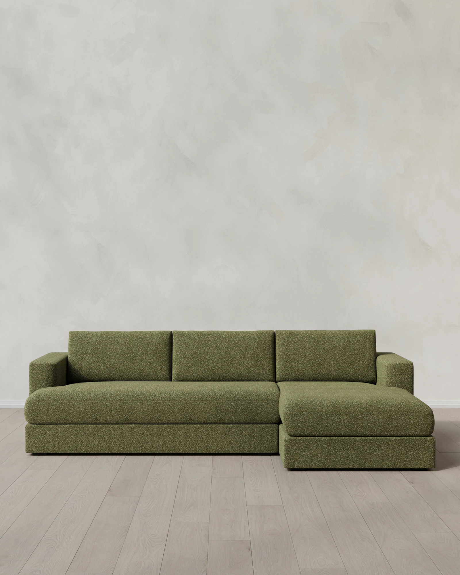 Sierra Curved Arm Chaise Sectional in Performance Boucle