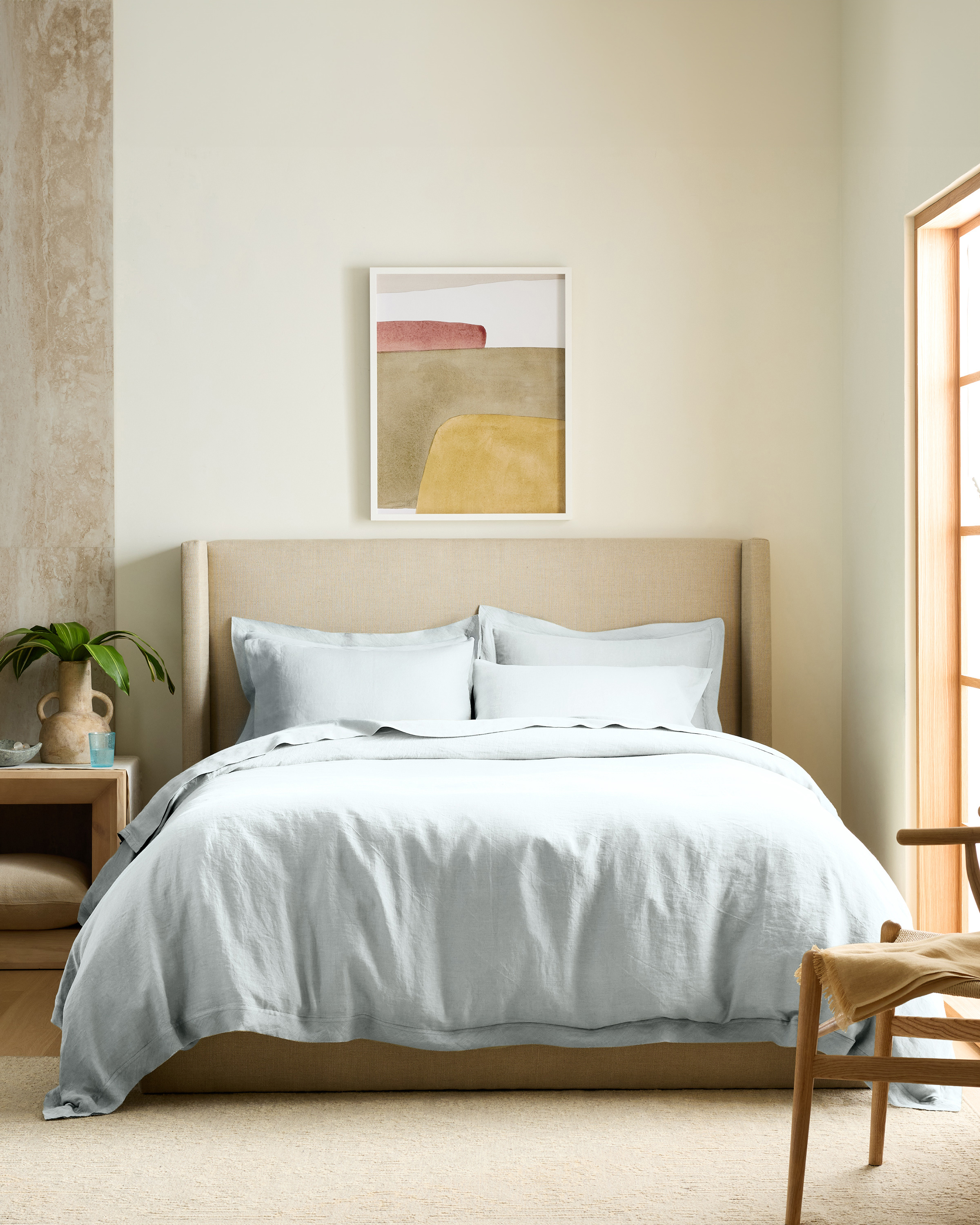 Mist European Linen Double Flange Duvet Cover Set