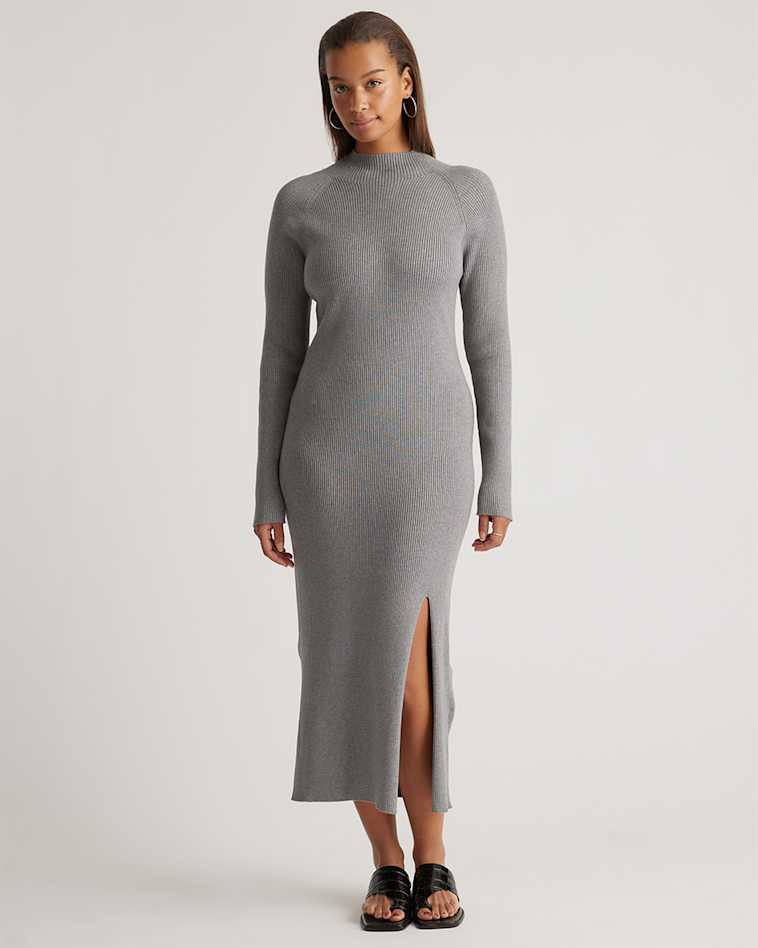 Mongolian Cashmere V-Neck Midi Sweater Dress Mongolian Cashmere V-Neck Midi Sweater Dress