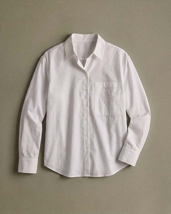 100% Organic Cotton Poplin Long Sleeve Boyfriend Shirt