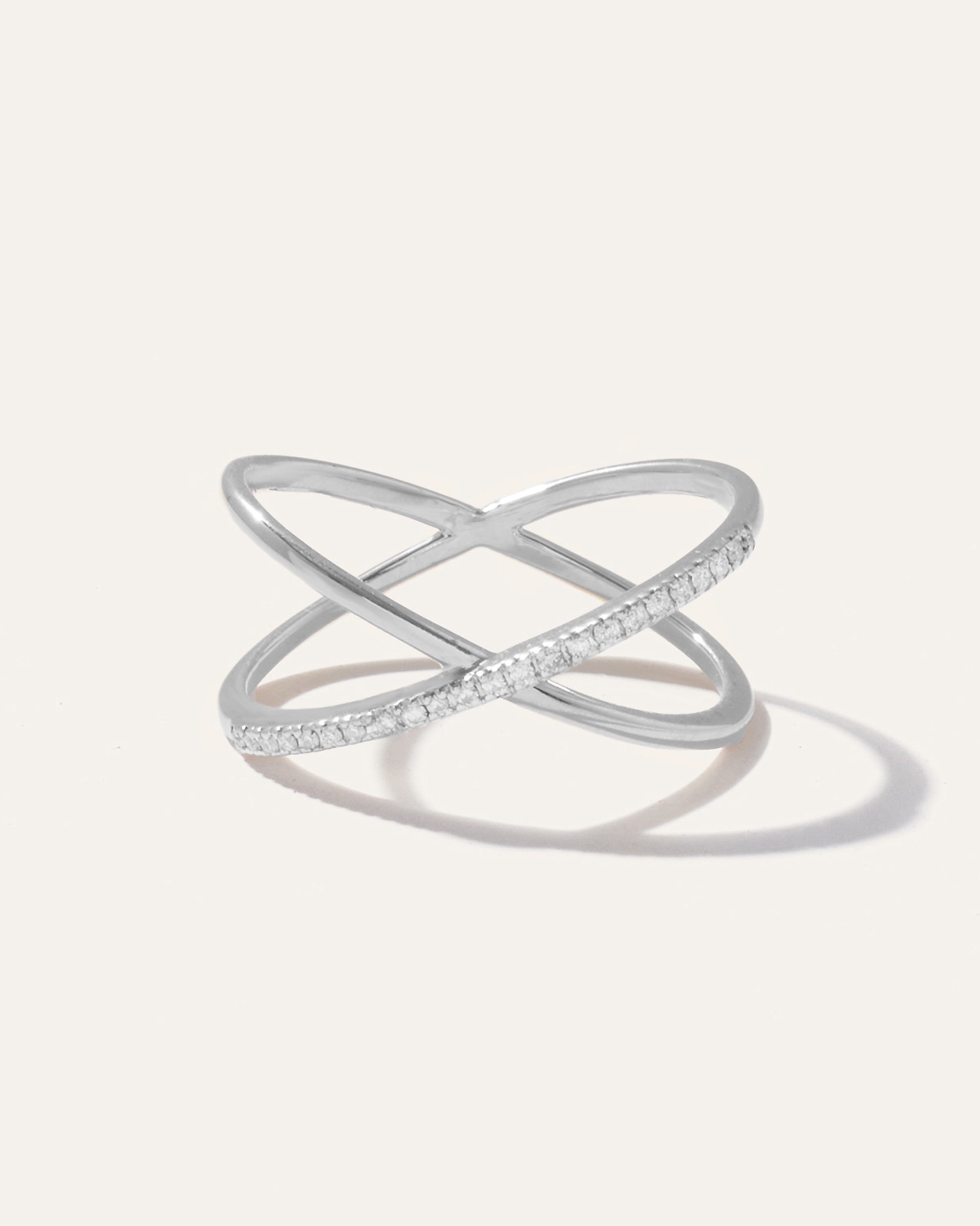 Quince Women's 14k Gold Diamond Pave Crossover Ring In White Gold