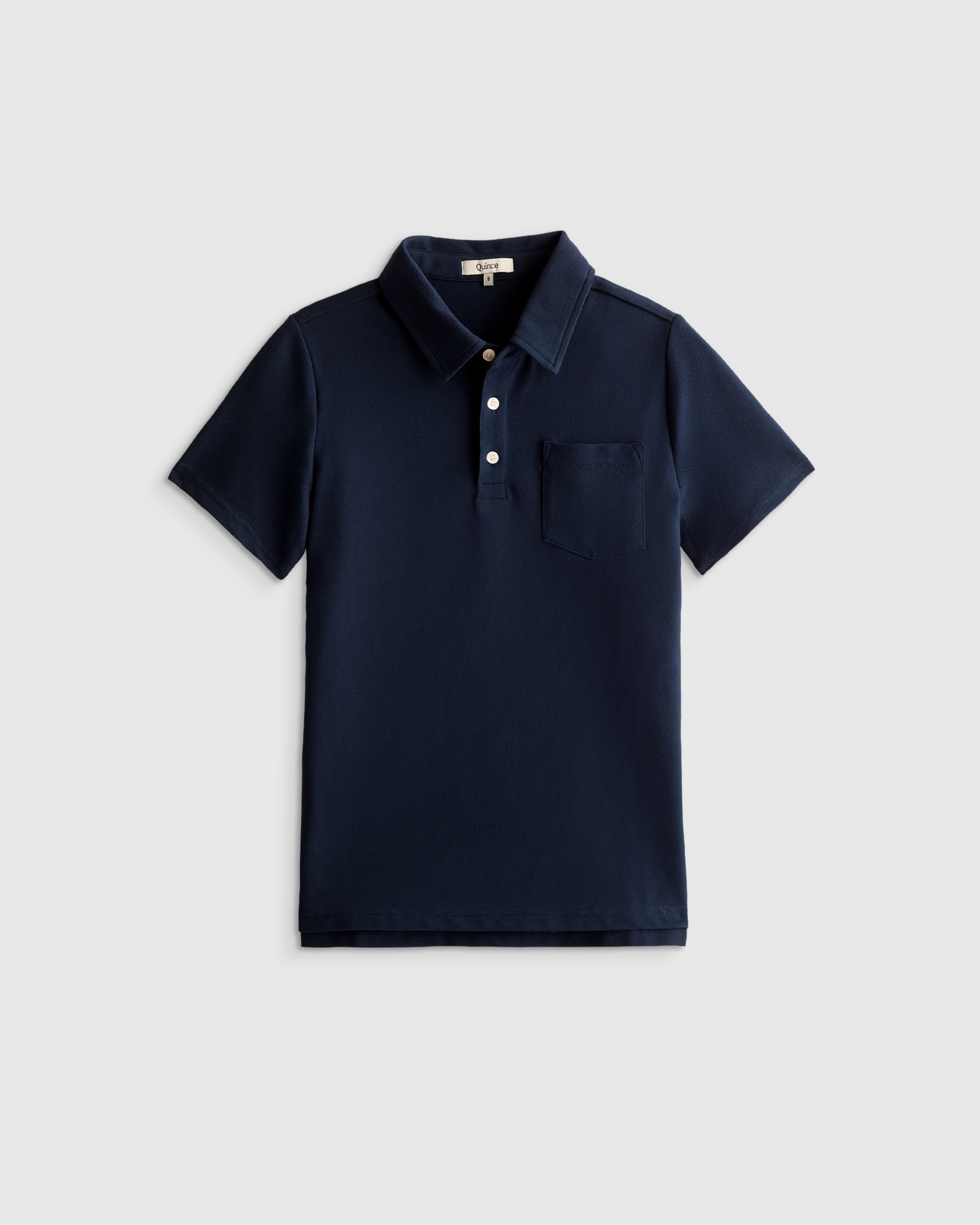 Navy Organic Cotton Short Sleeve Pique Polo 