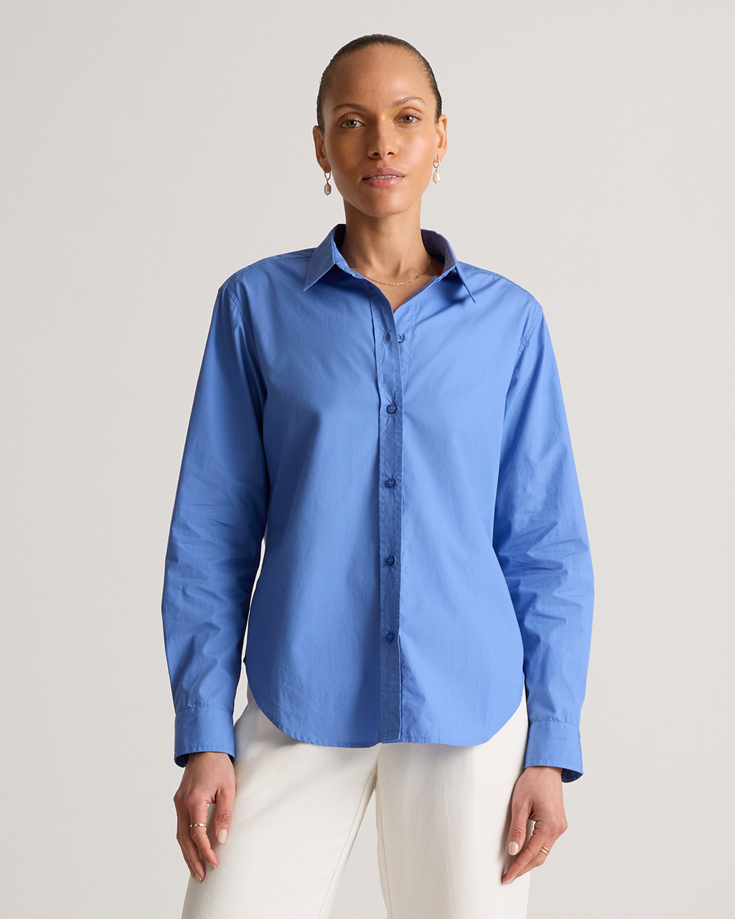 QUINCE WOMEN'S POPLIN LONG SLEEVE SHIRT