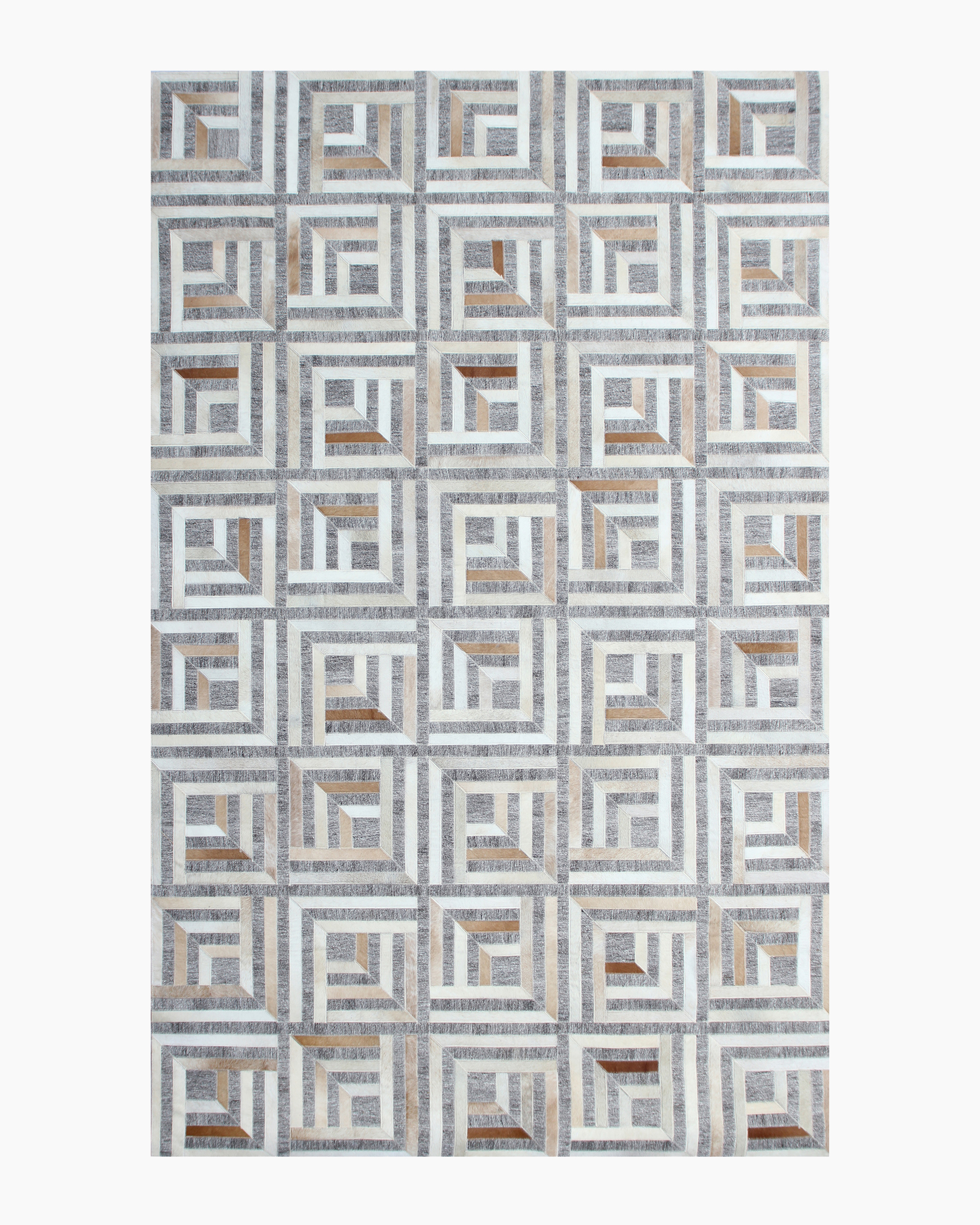 Natural Geometric Hair on Hide Rug