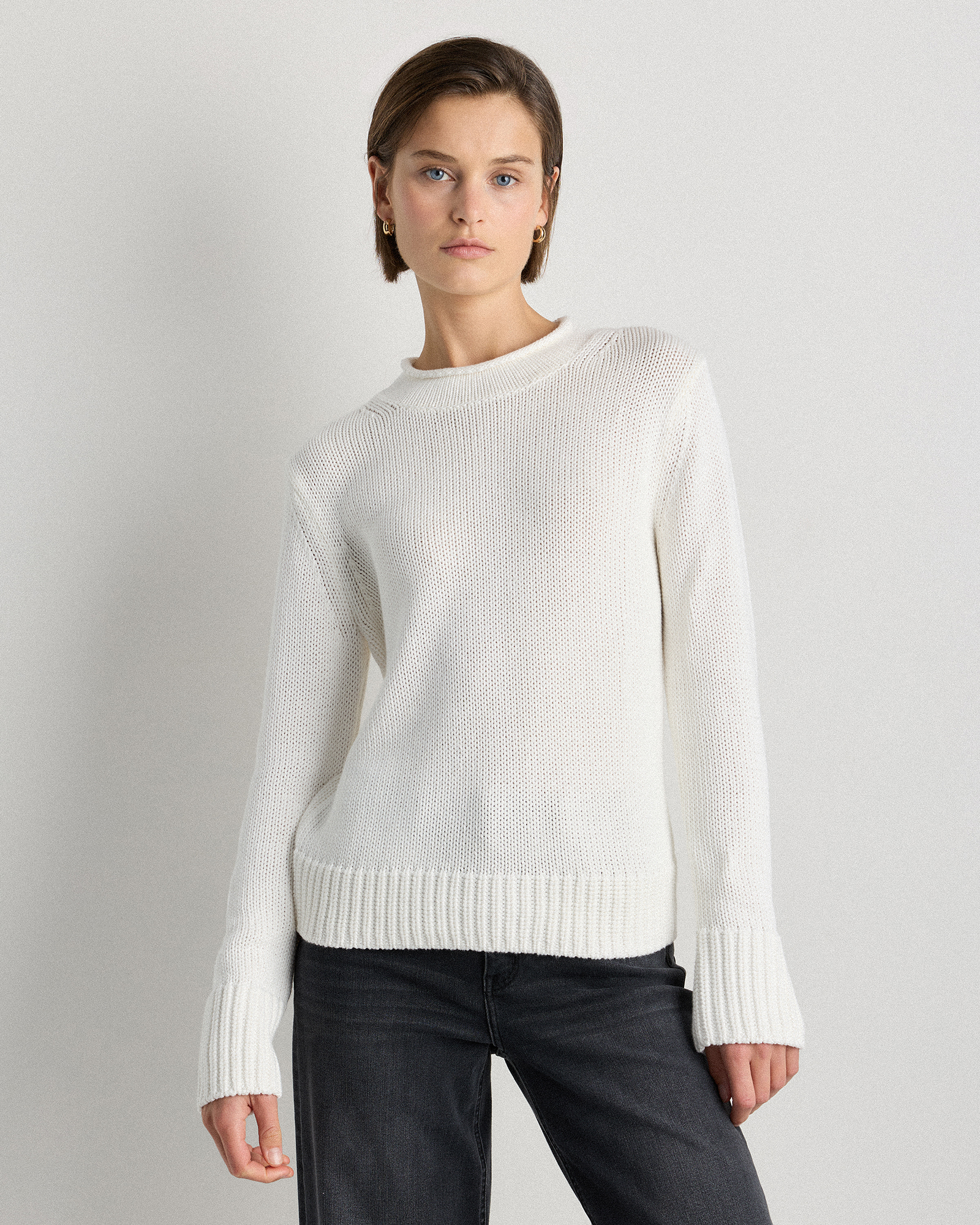 Quince Women's Roll Neck Sweater In White