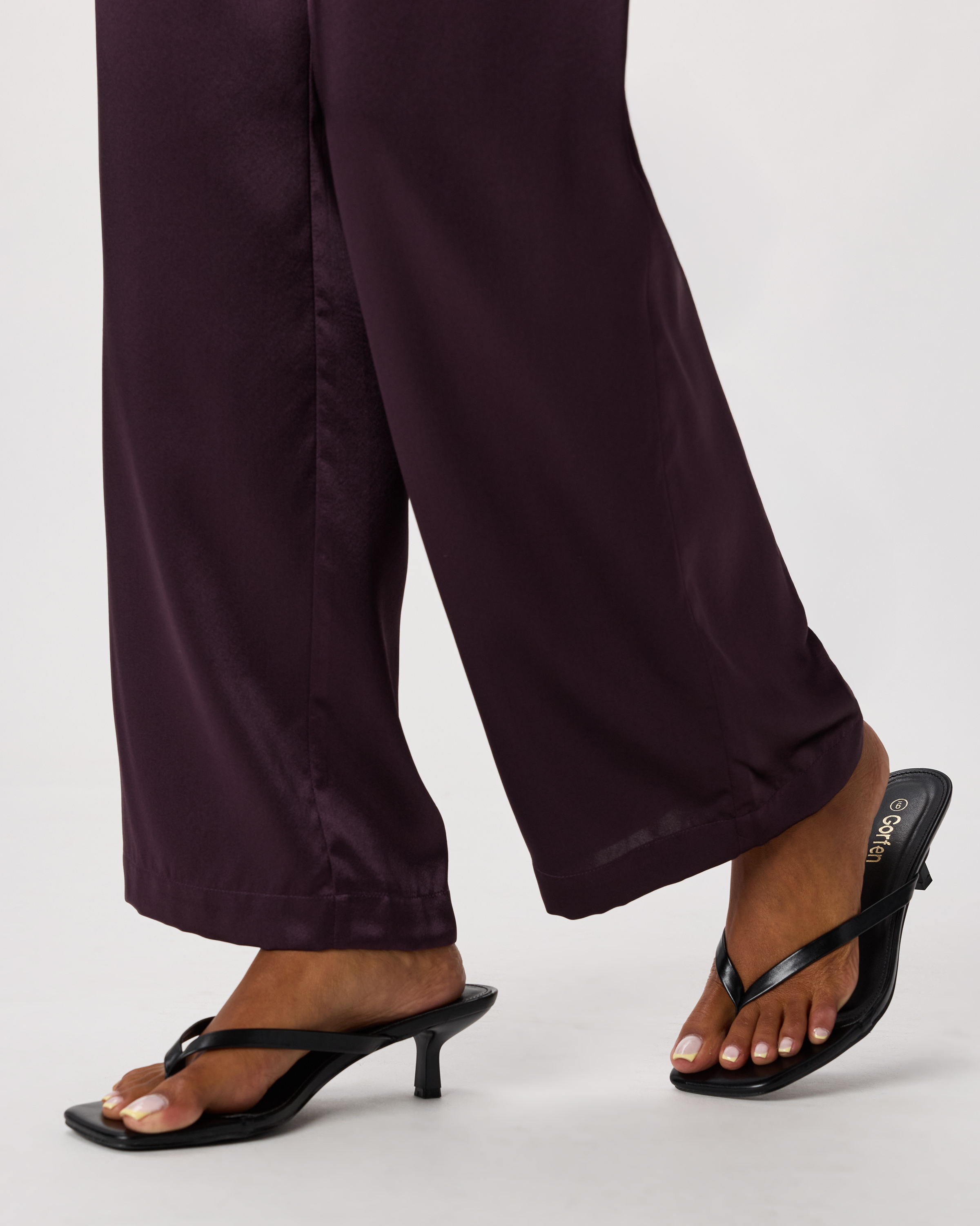 100% Washable Silk Drawstring Wide Leg Pants in Deep Orchid