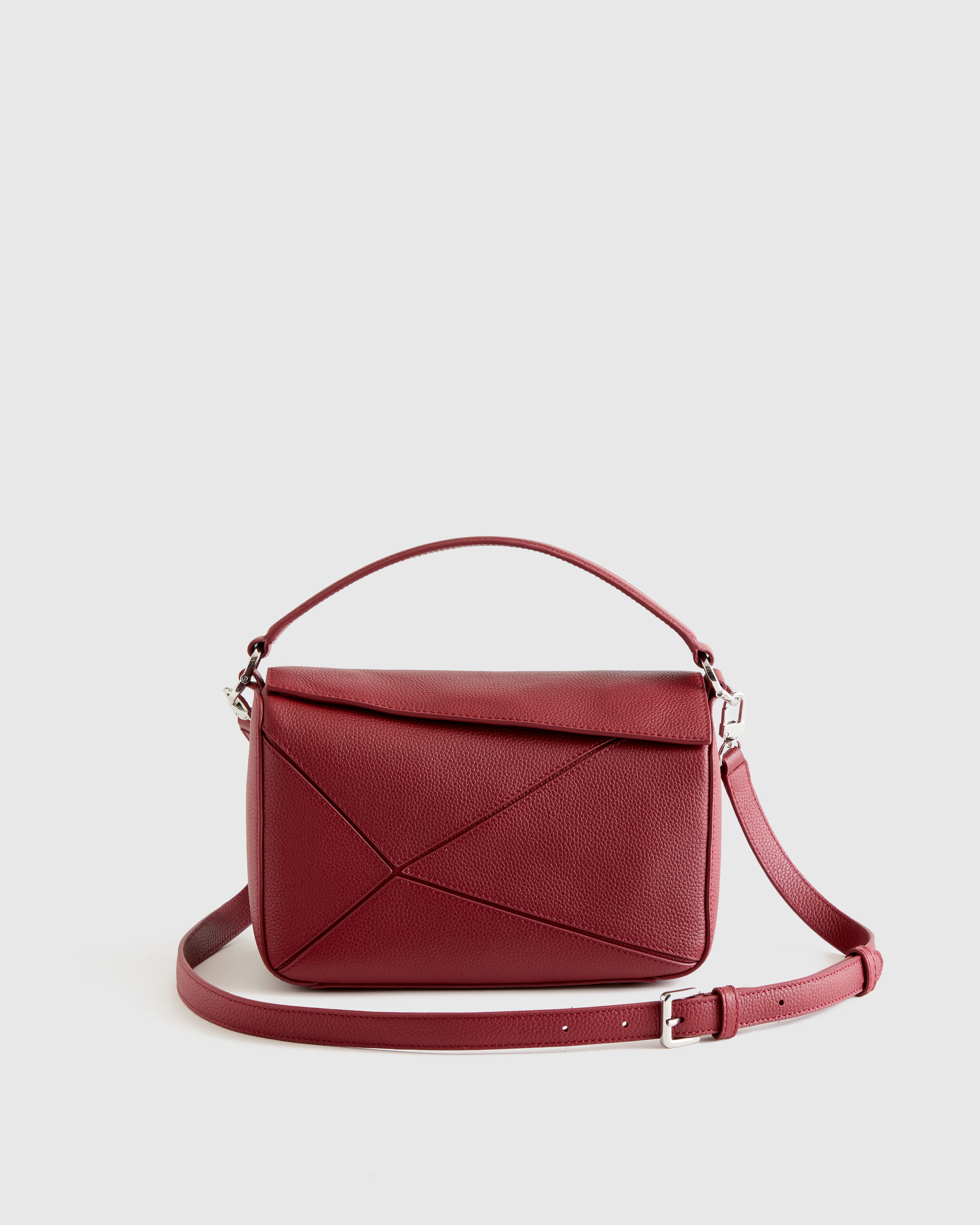 Quince Women's Italian Leather Patchwork Crossbody In Burgundy