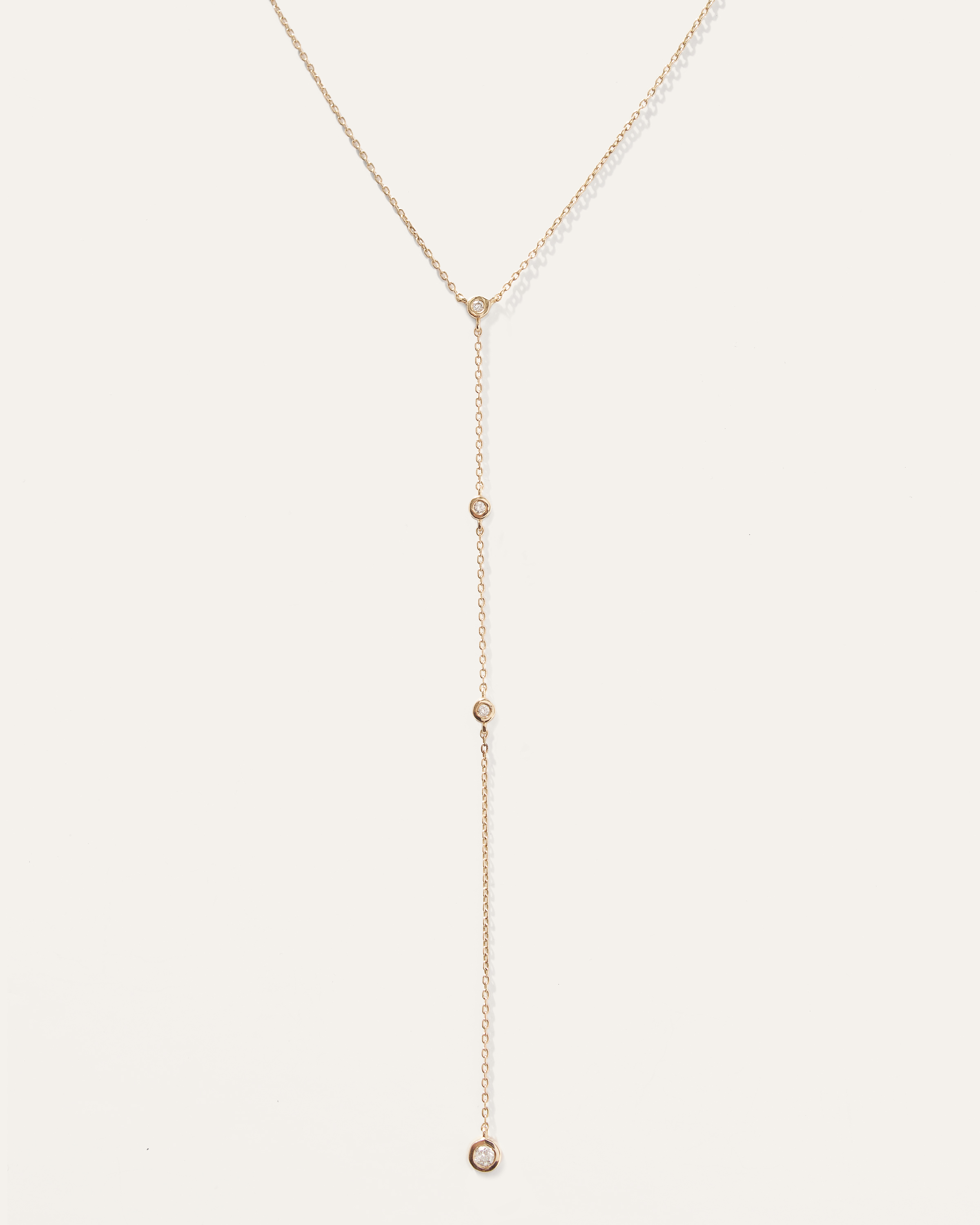 14K Gold Diamond Bezel Y Necklace