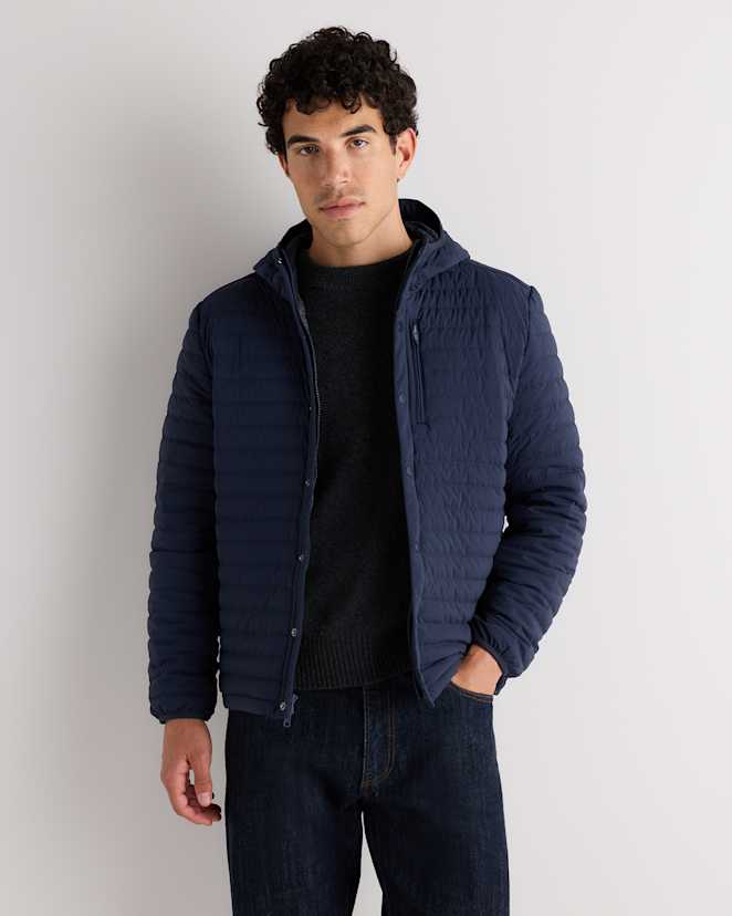 Atlas Navy Responsible Down Hooded Quilted Jacket