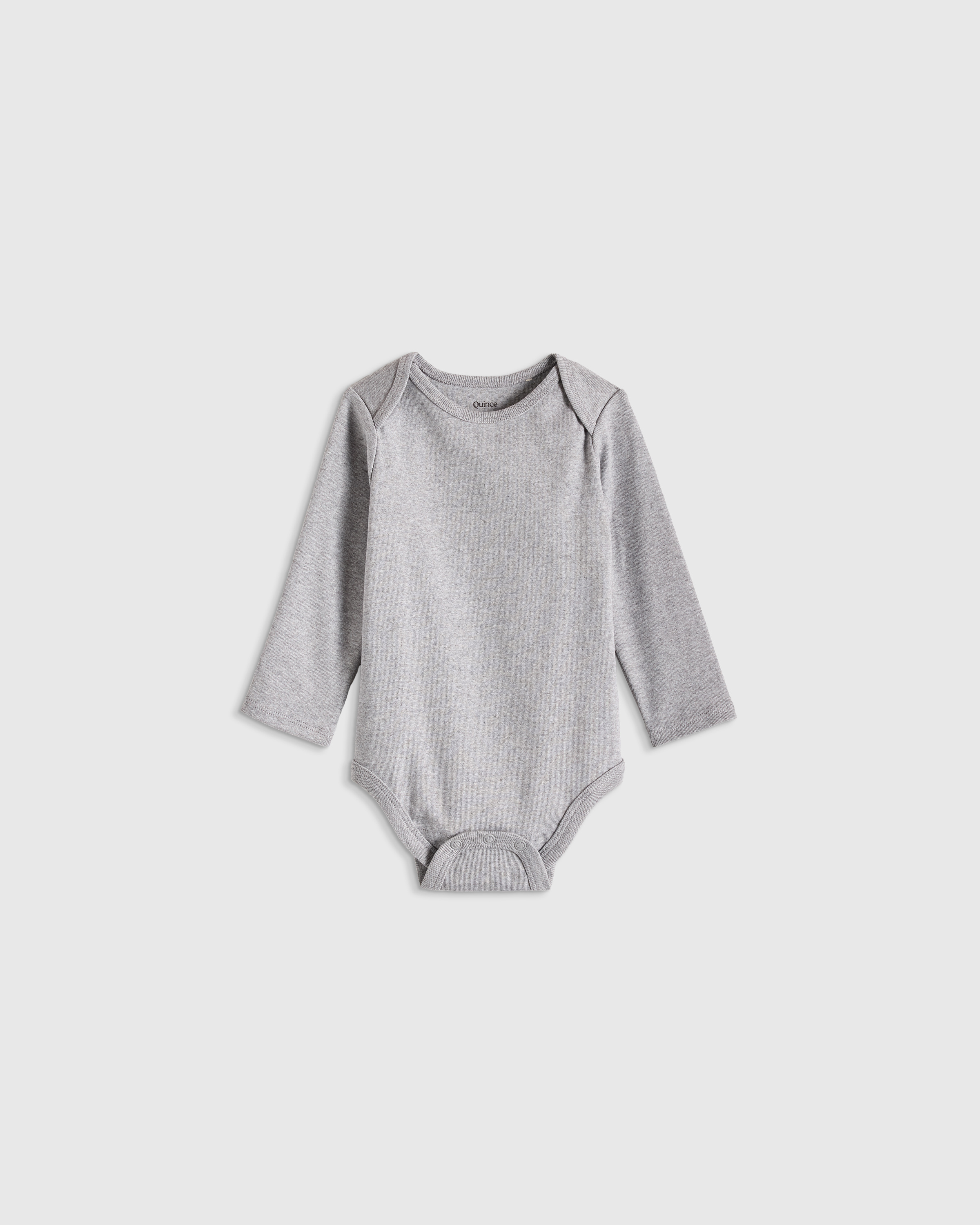 Heather Grey 100% Organic Cotton Long Sleeve Bodysuit 
