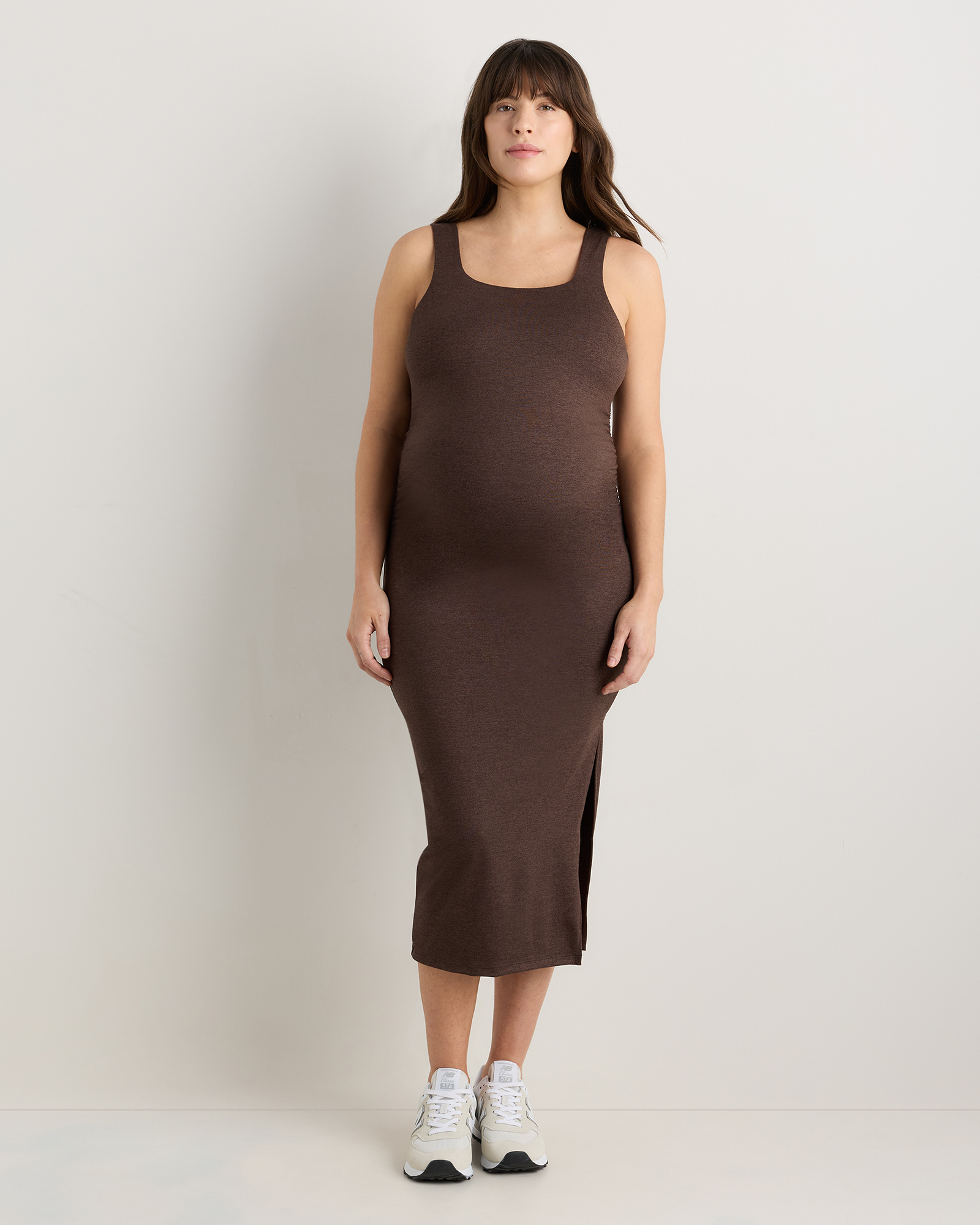 Heather Espresso Ultra-Soft Maternity Midi Dress
