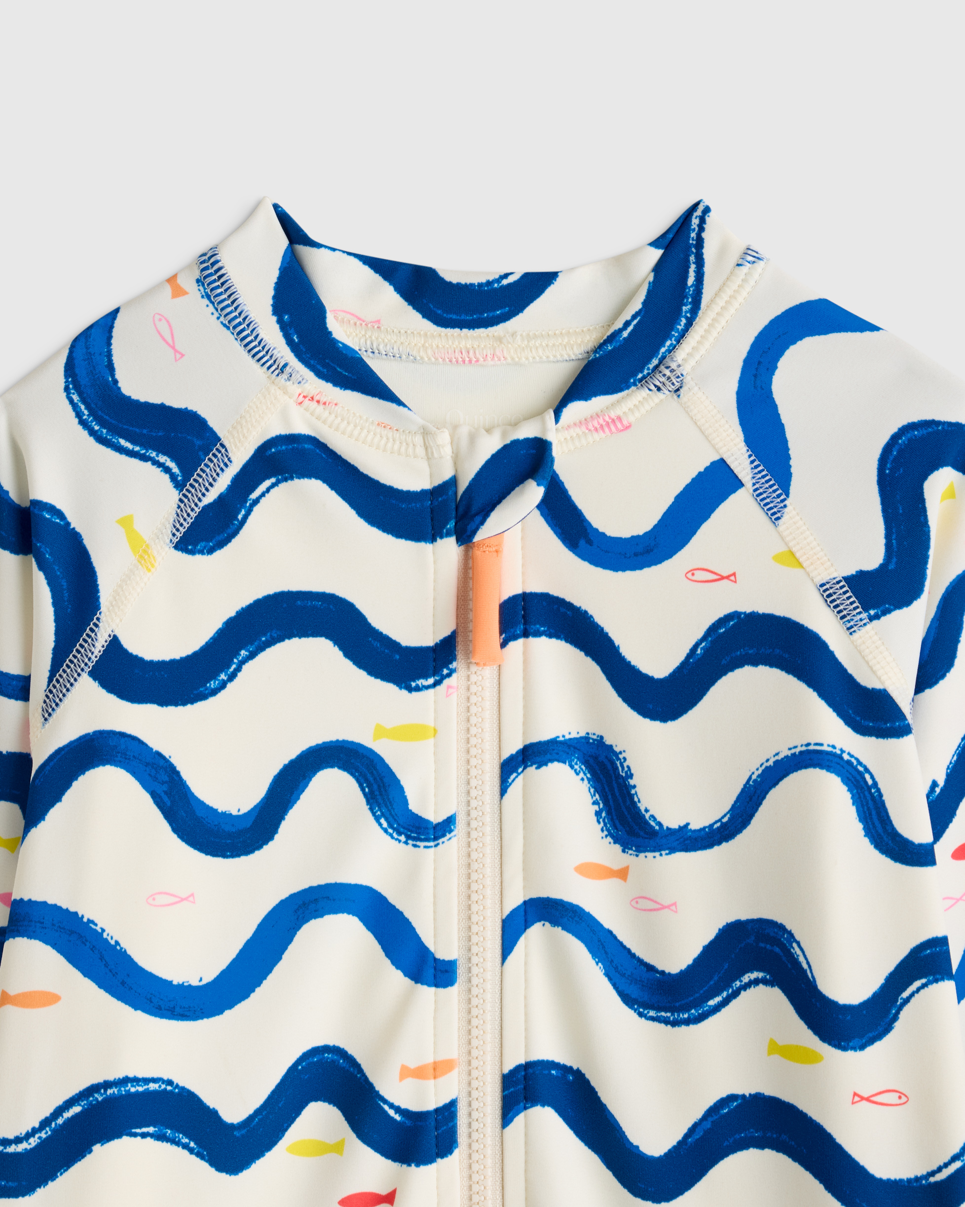 Long Sleeve Zip-Up Rash Guard One-Piece - Toddler in Wavy Fish