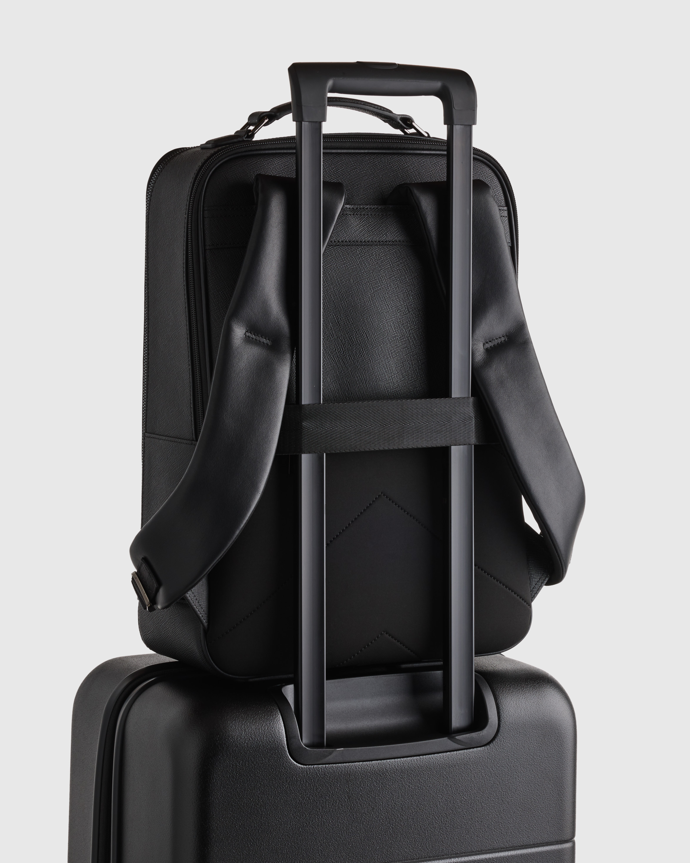 Italian Saffiano Laptop Backpack in Black display picture 1