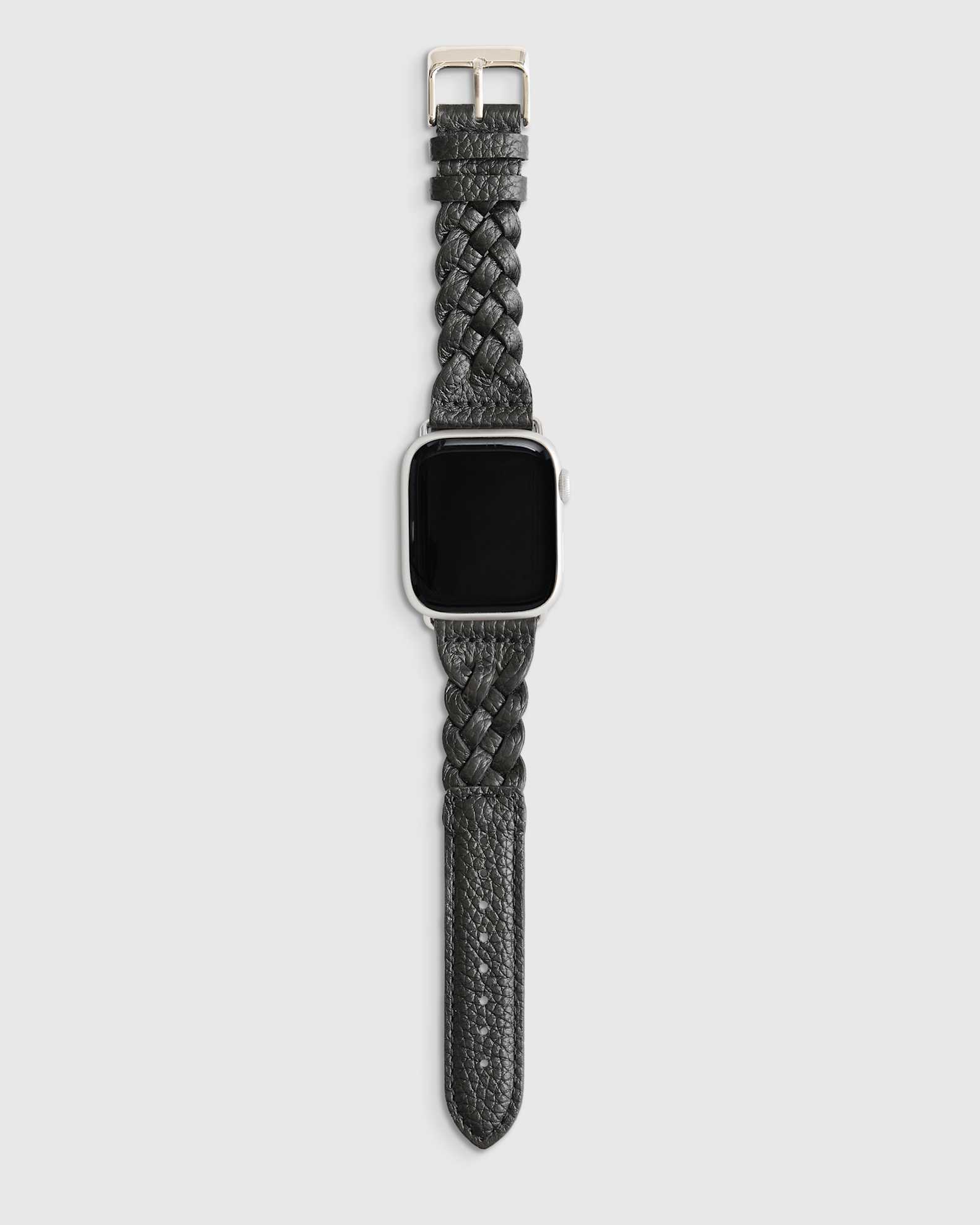 Braided Leather Apple Watch Band in Black