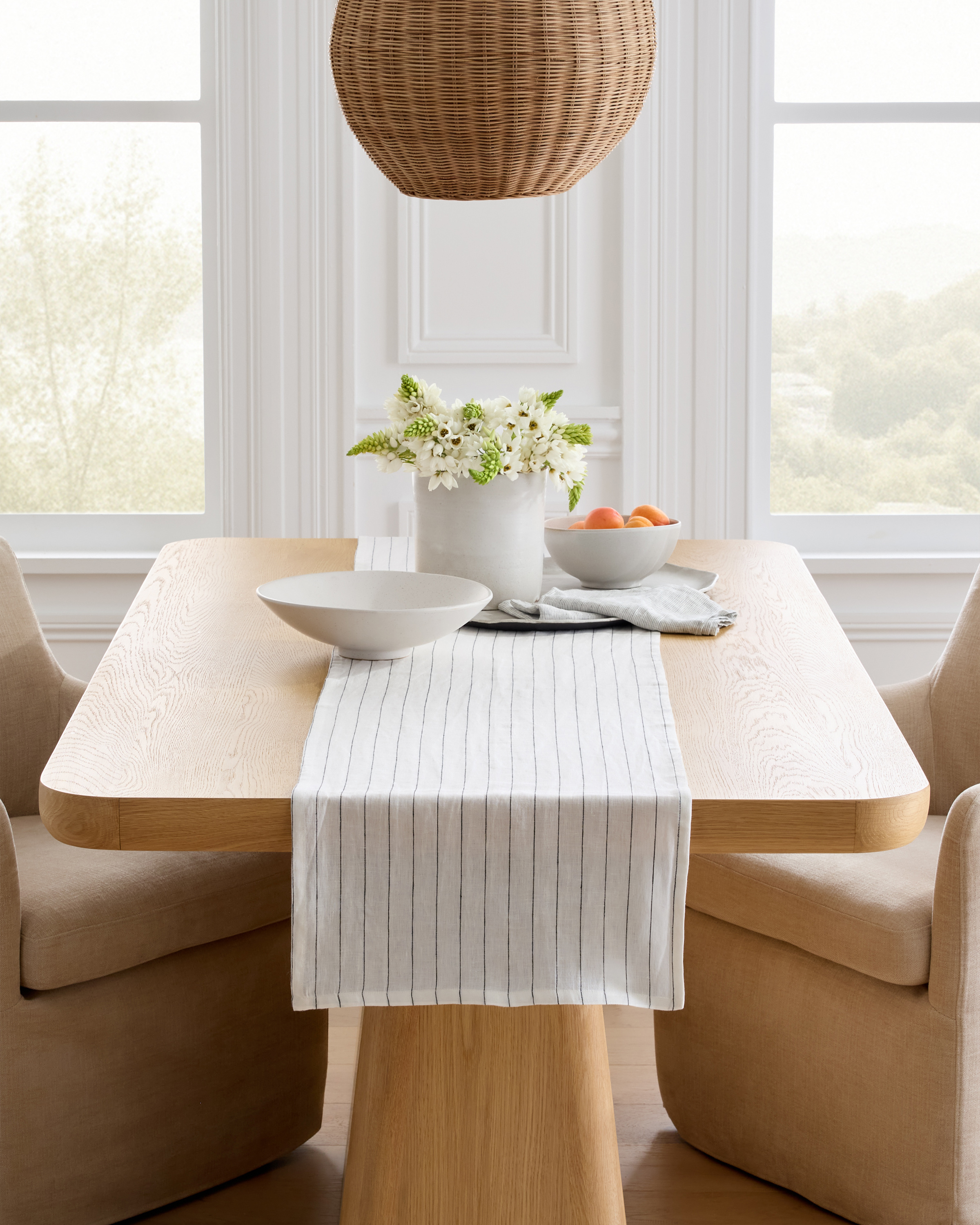 Pencil Stripe European Linen Pencil Stripe Table Runner 
