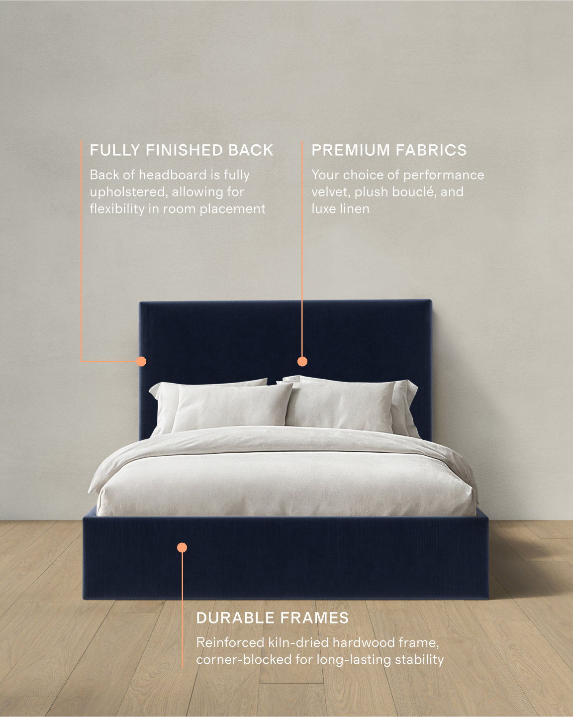 Square Bed in Performance Velvet in Moss, Size King by Quince, image size:1152x1441