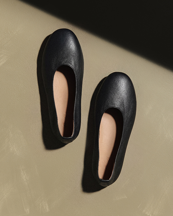 Black Ballerines en cuir italien