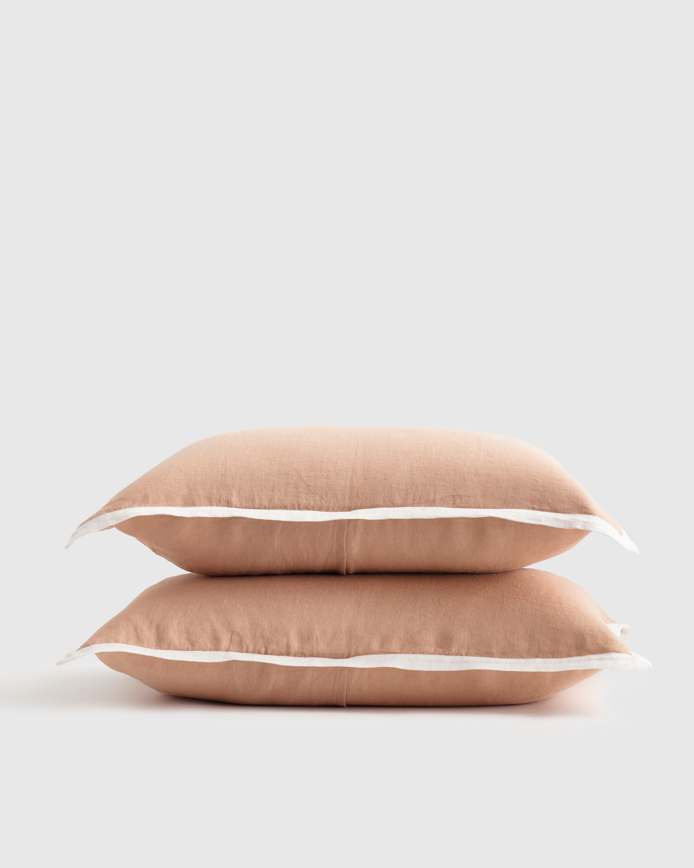 Desert Sunset/Ivory European Linen Contrast Flange Sham Set