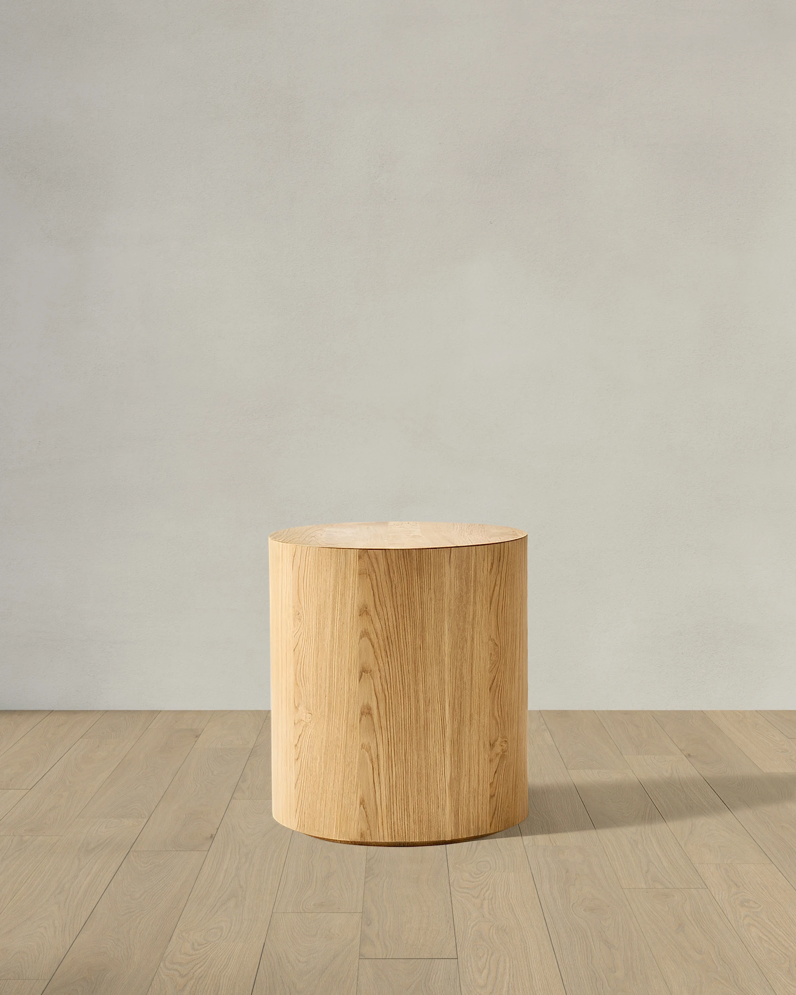 Oak Drum End Table in Rustic Oak