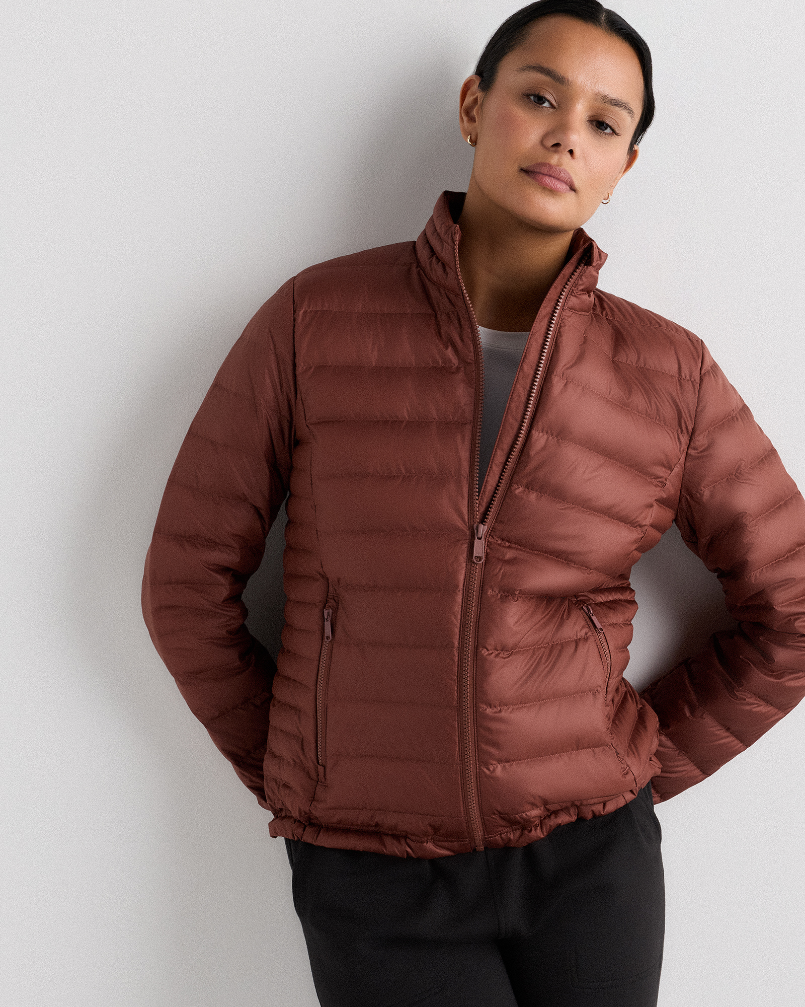 Redwood Brown Lightweight Down Packable Puffer Jacket