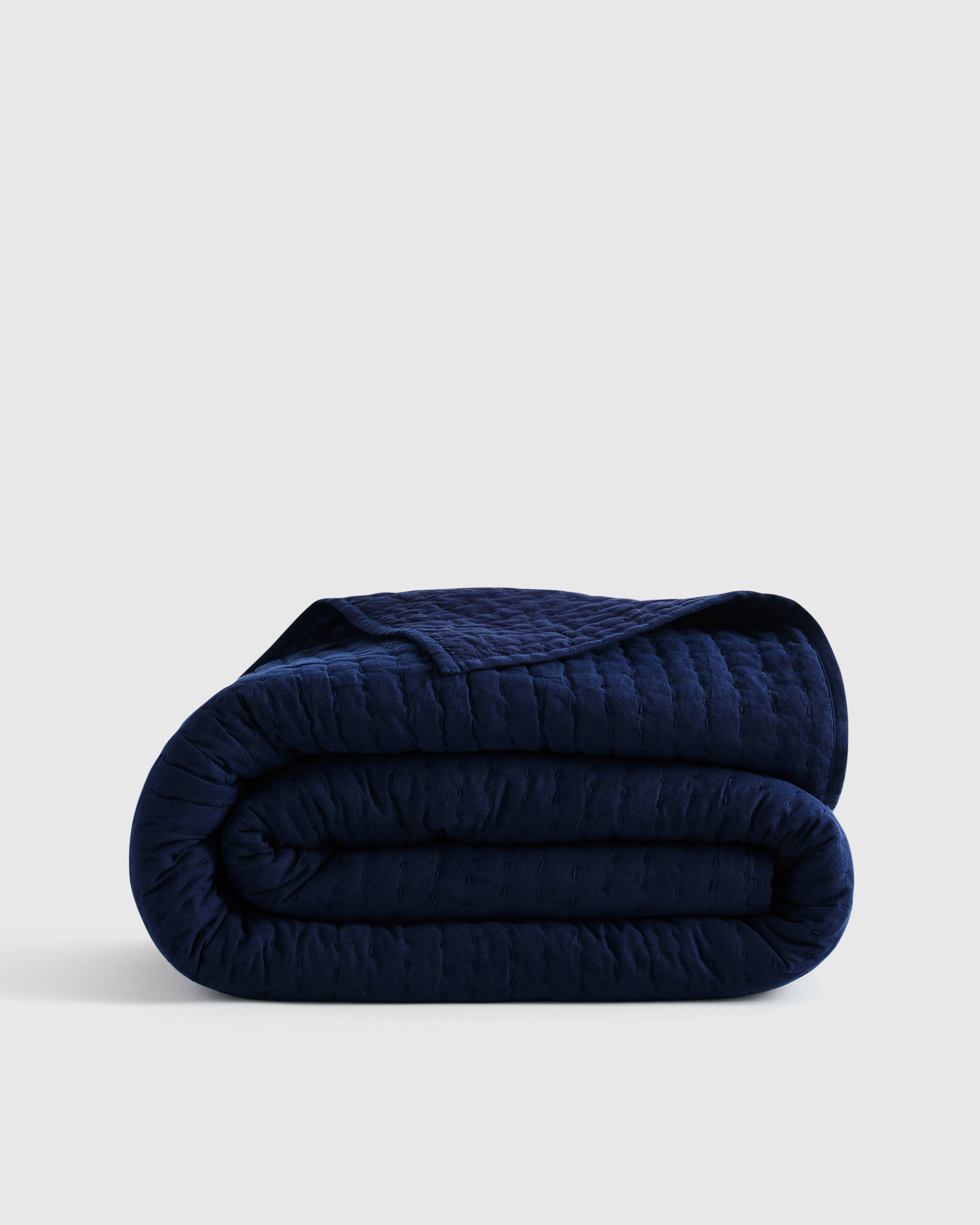 Navy European Linen Cotton Stitch Quilt