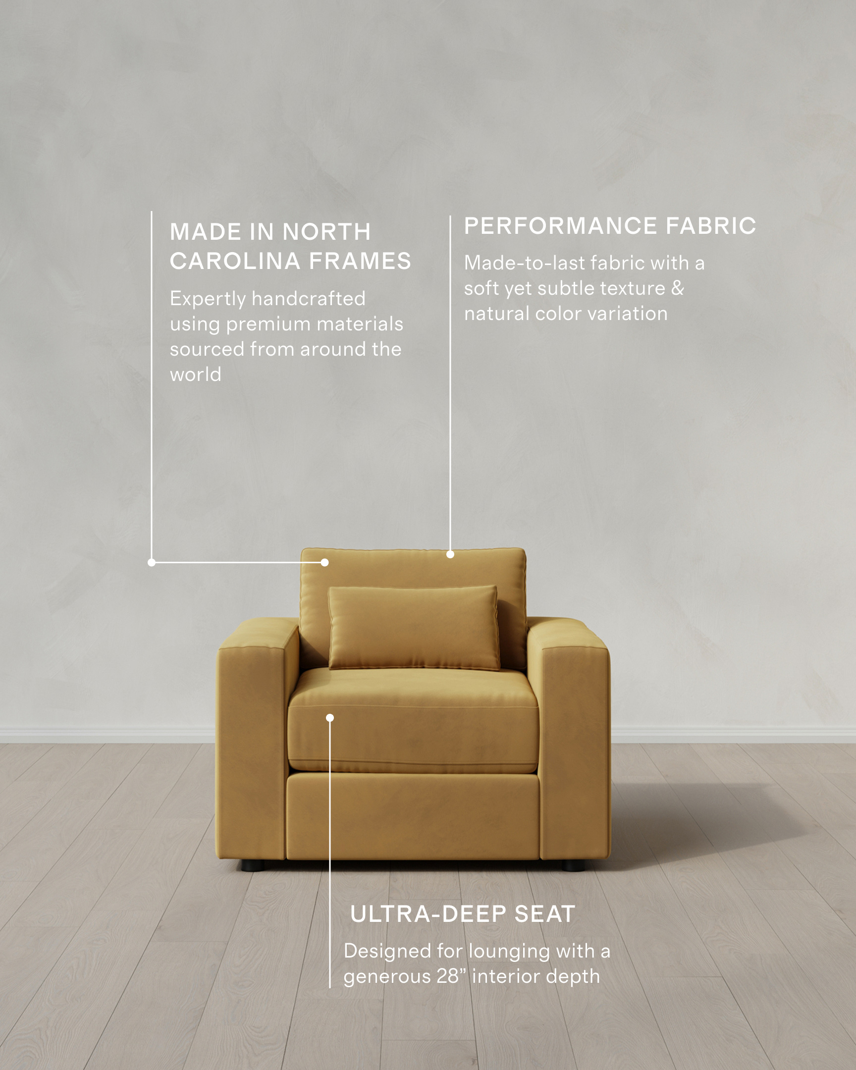 Square Arm Deep Seat Chair and a Half in Performance Velvet - thumbnail 3