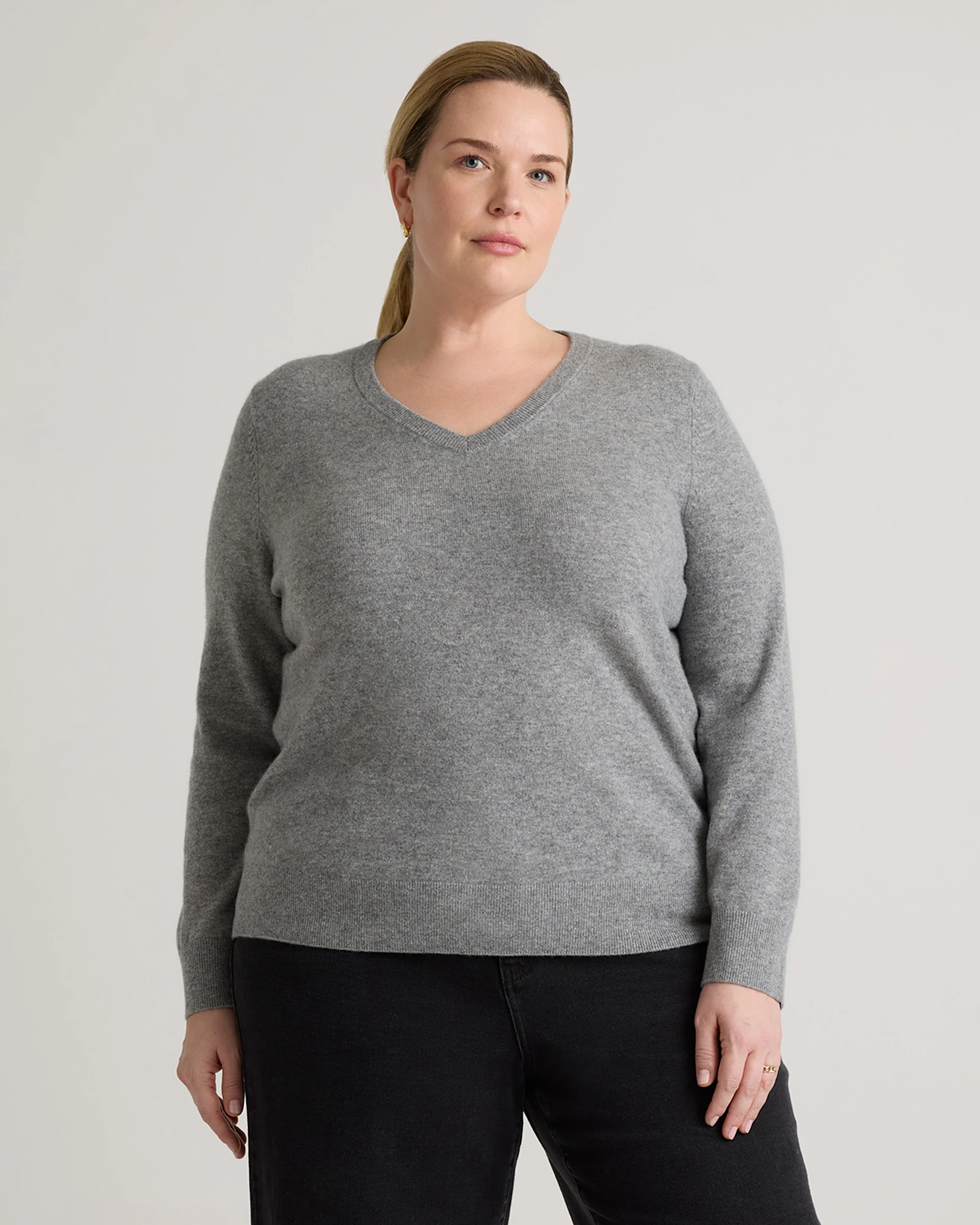 Mongolian Cashmere V-Neck Sweater - Plus Size
