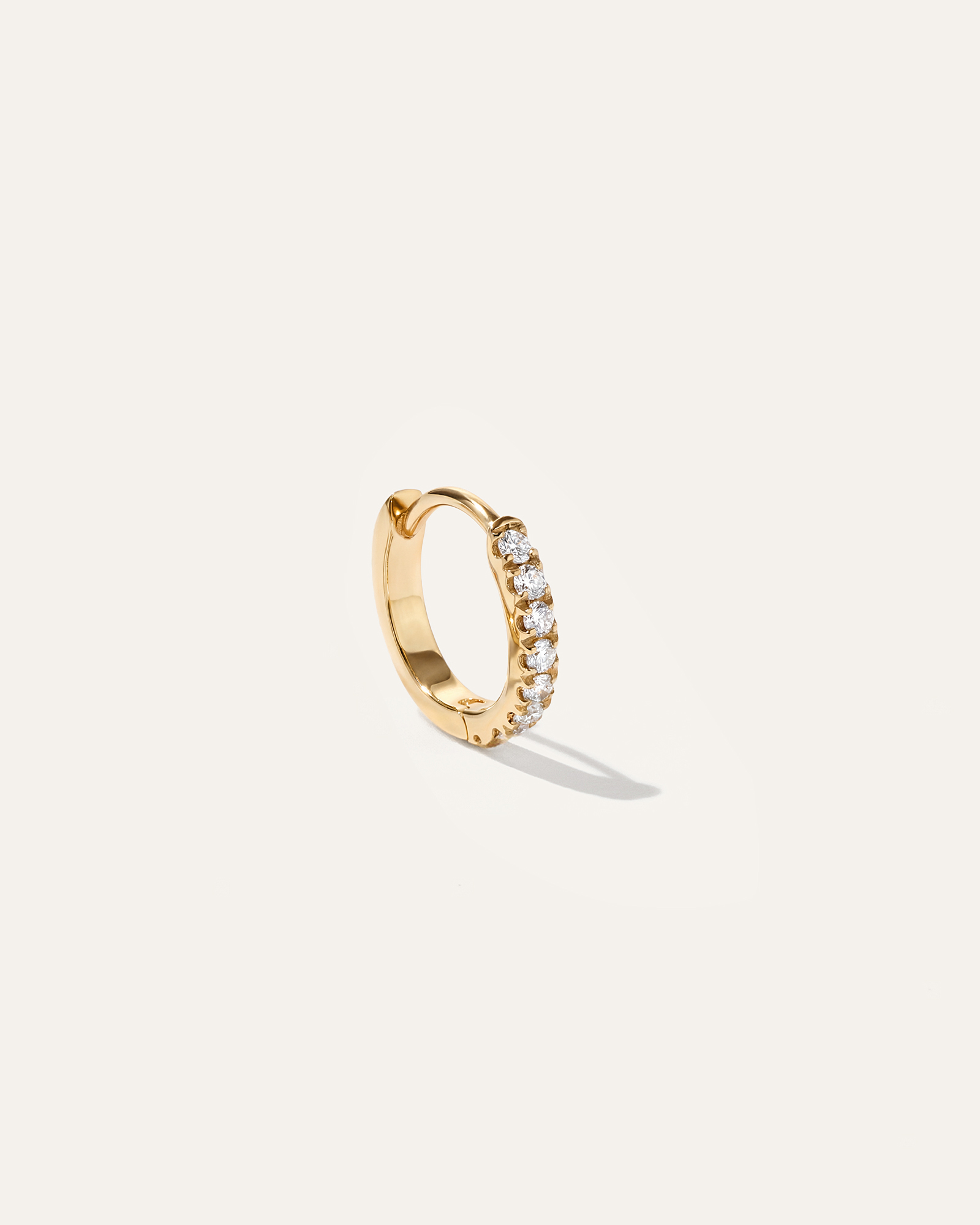 Yellow Gold 14K Gold Pave Diamond Single Huggie (Sold Individually)