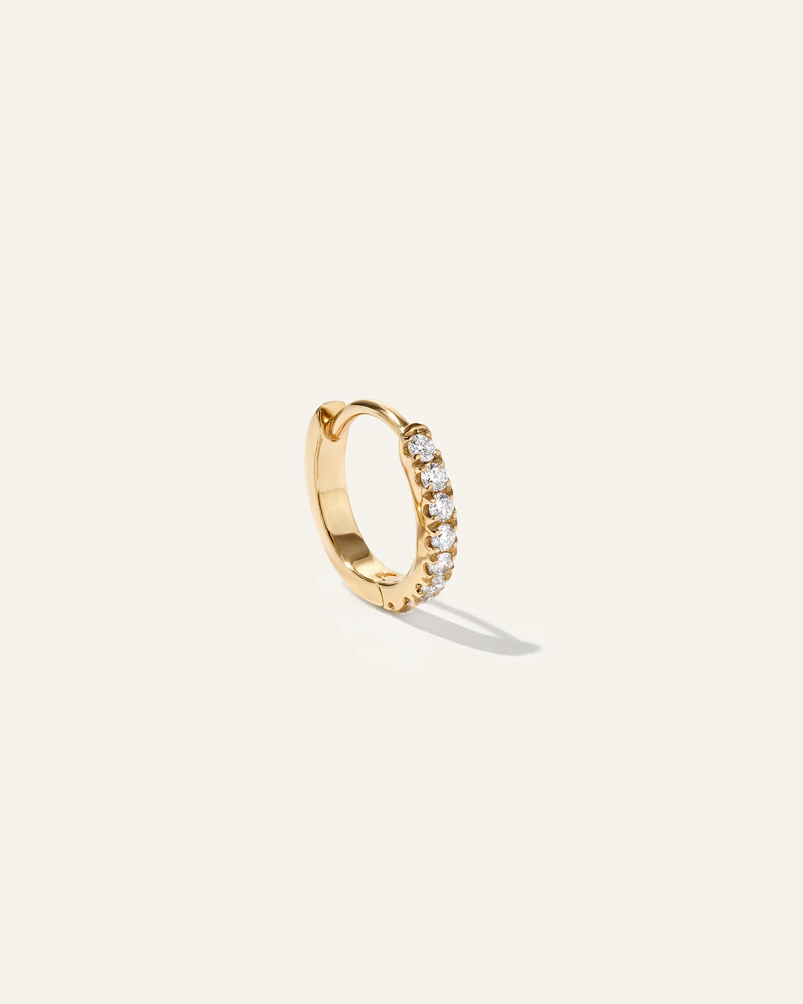 14K Gold Pave Diamond Single Huggie
