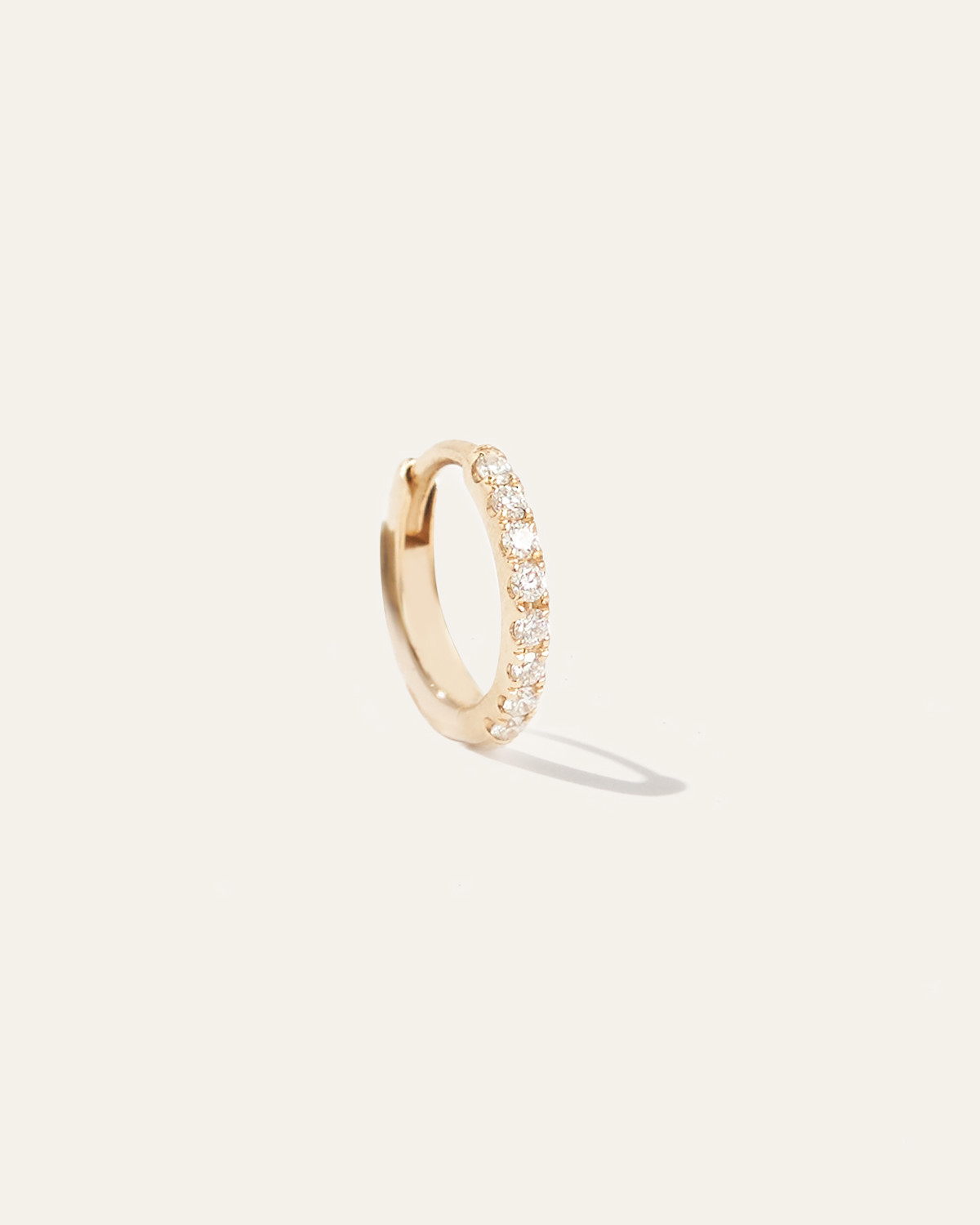 14K Gold Pave Diamond Single Huggie in Yellow Gold