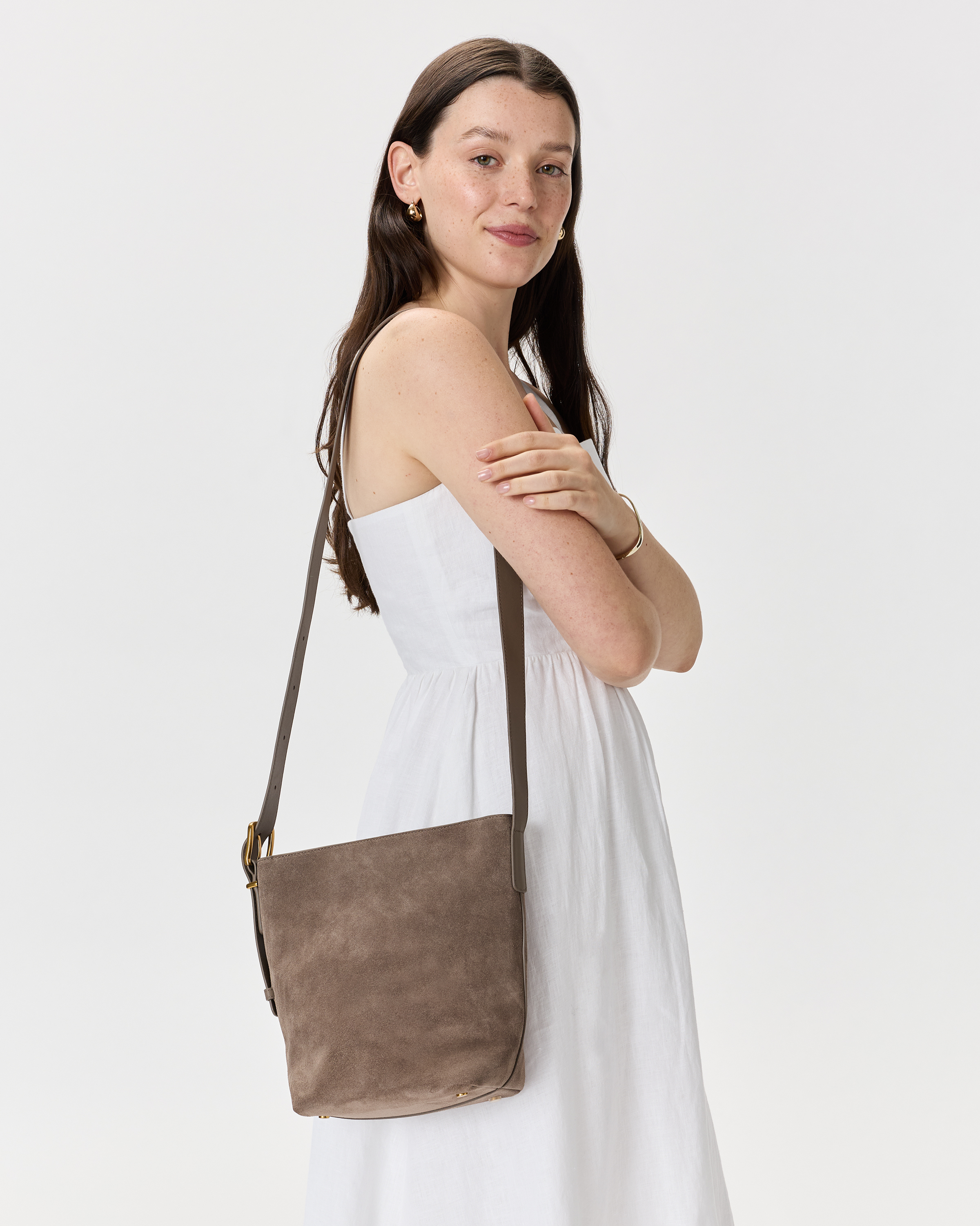 Claire Suede Bucket Crossbody - thumbnail 9
