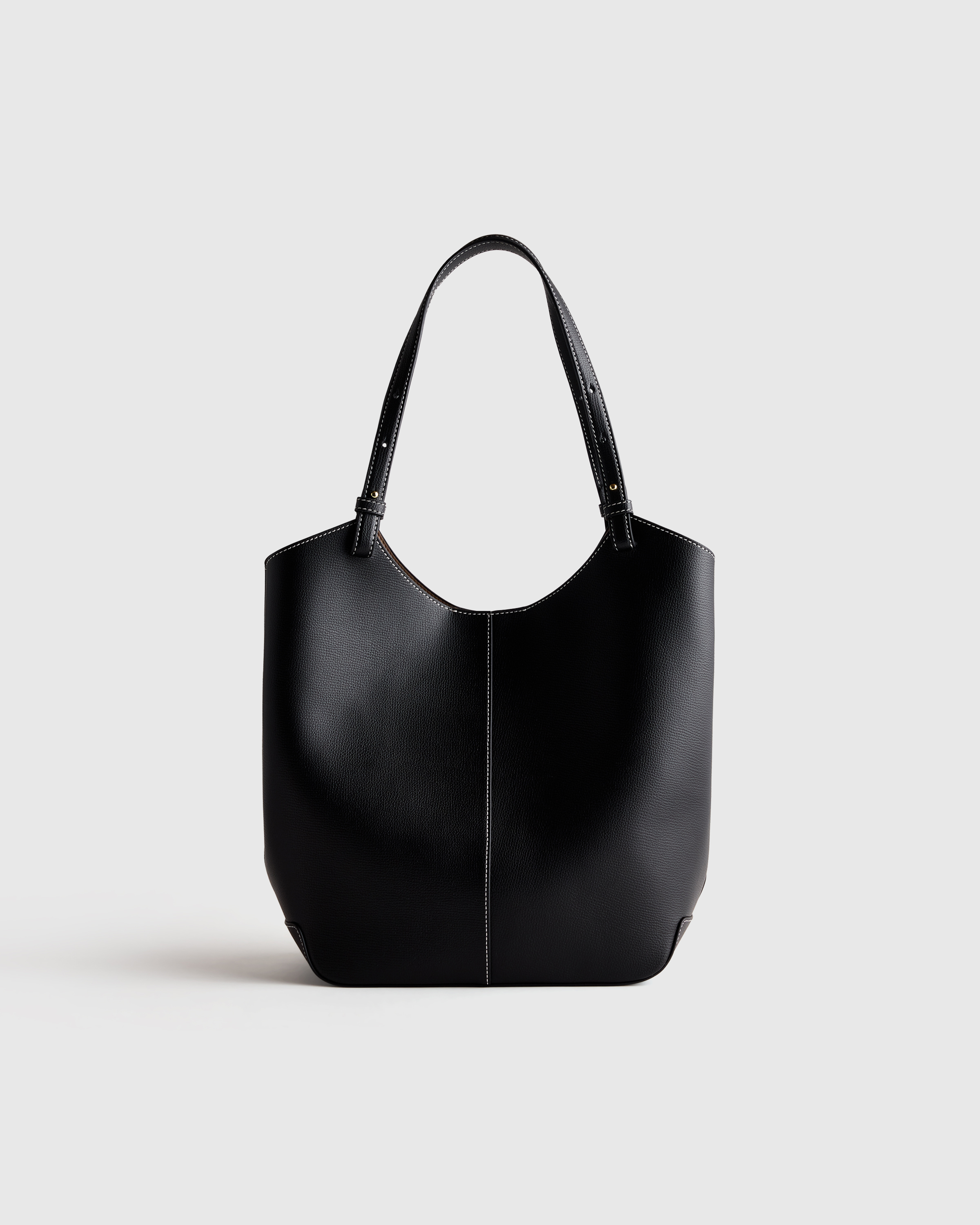 Italian Leather Trapeze Tote in Black