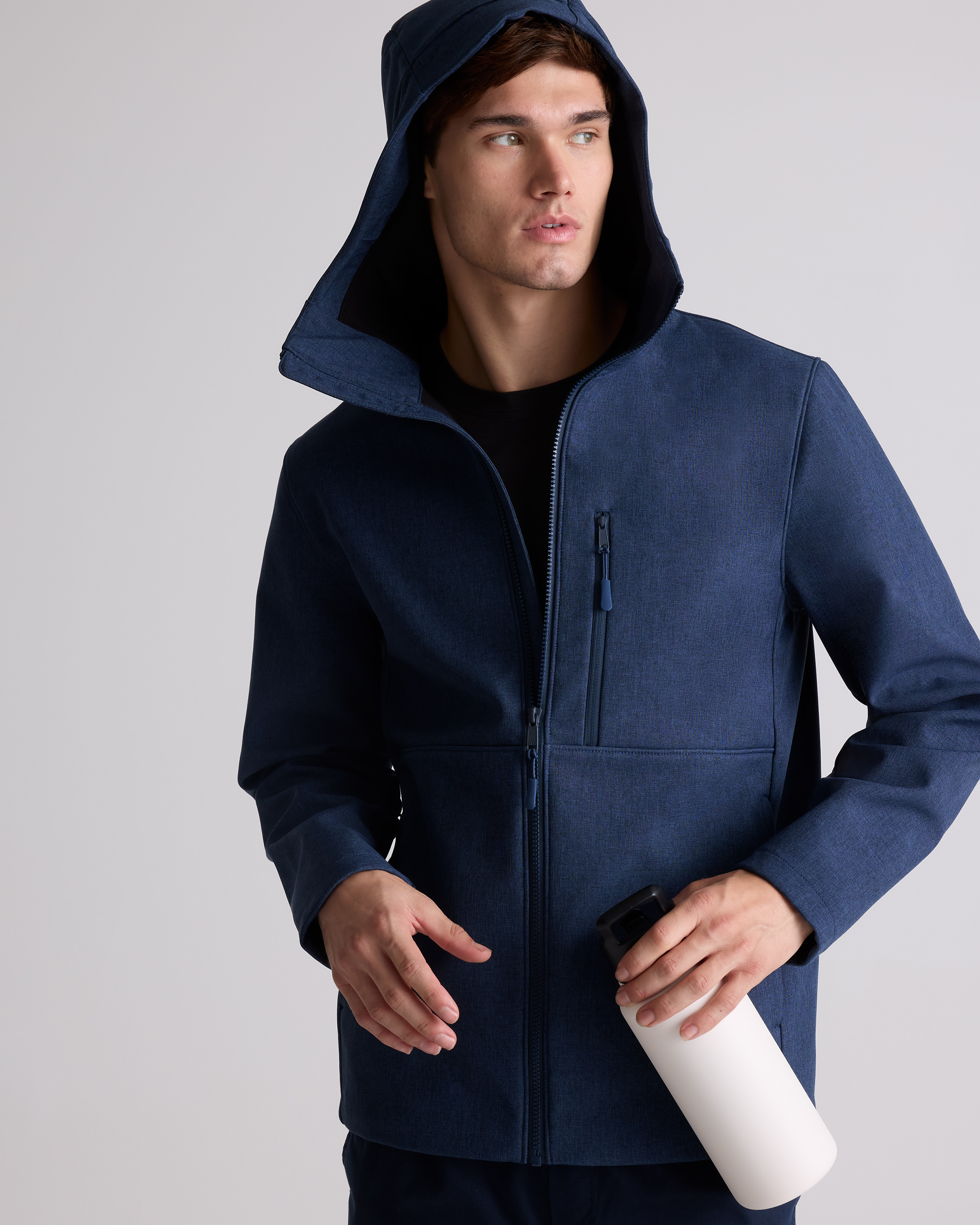 ジャケット・アウター FCRB XL INSULATION HOODED JACKET NAVY Softshell Fleece-Lined Full-Zip Hooded Jacket