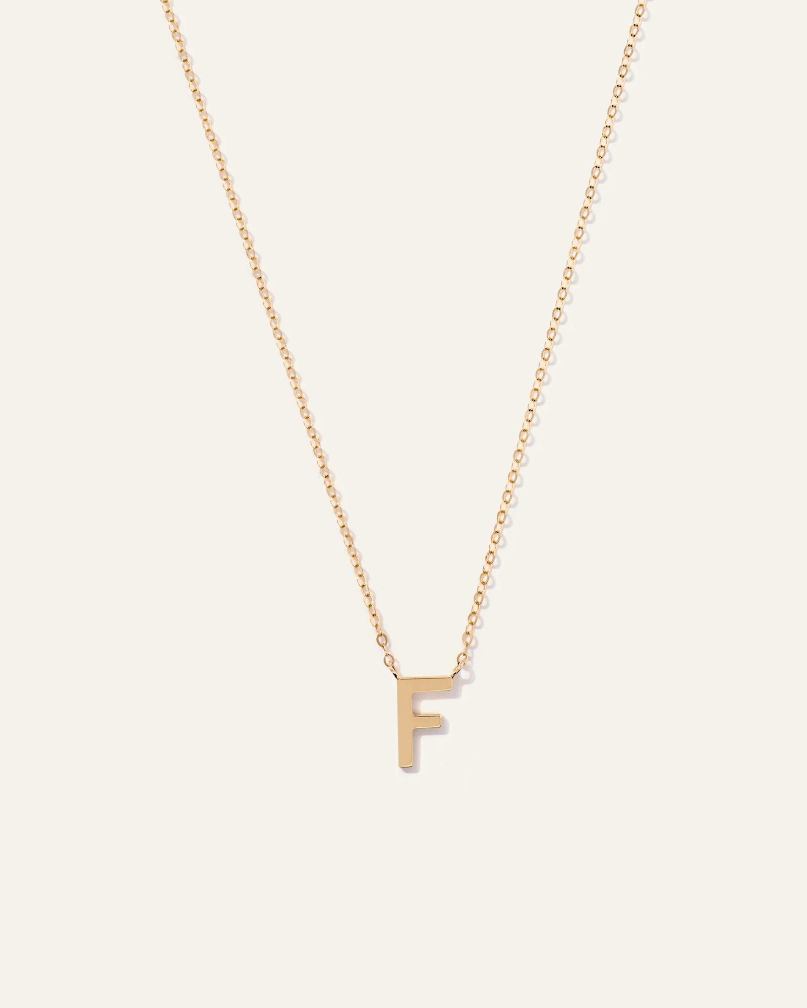 14K Gold Letter Necklace - F in Yellow Gold