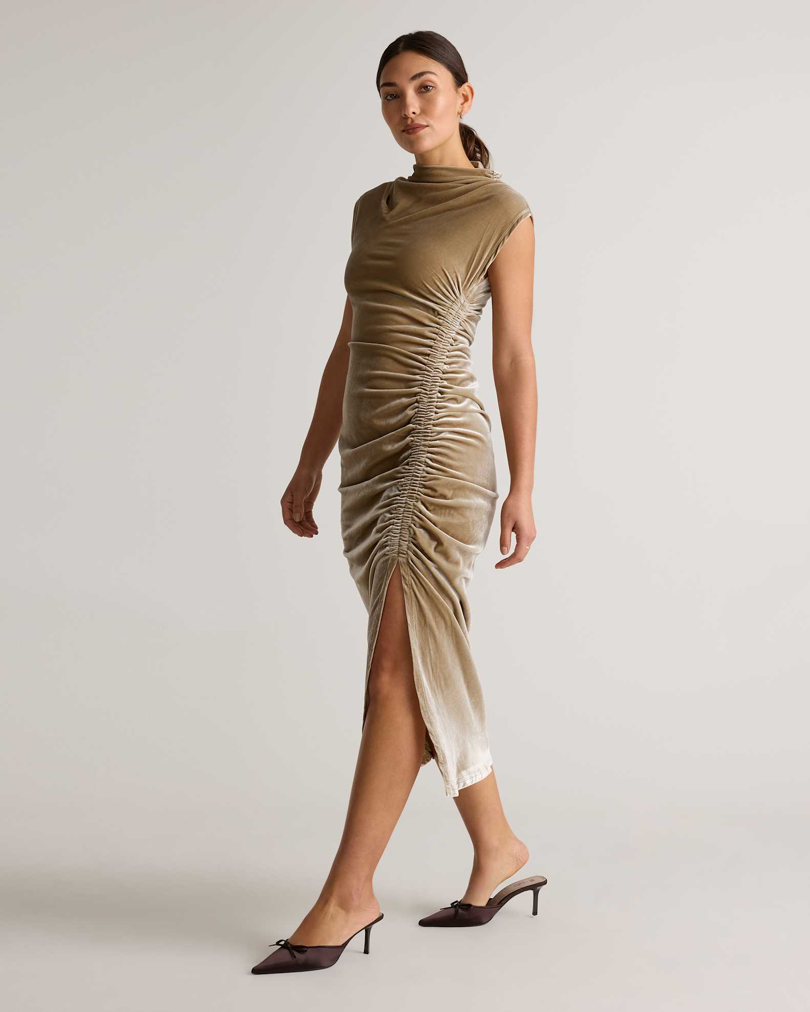 shenzhen ruched dress ruched two tone velvet elegant slim looking gown plus size ruched dre Shenzhen Stephanie Apparel Ltd. Shenzhen Tailor