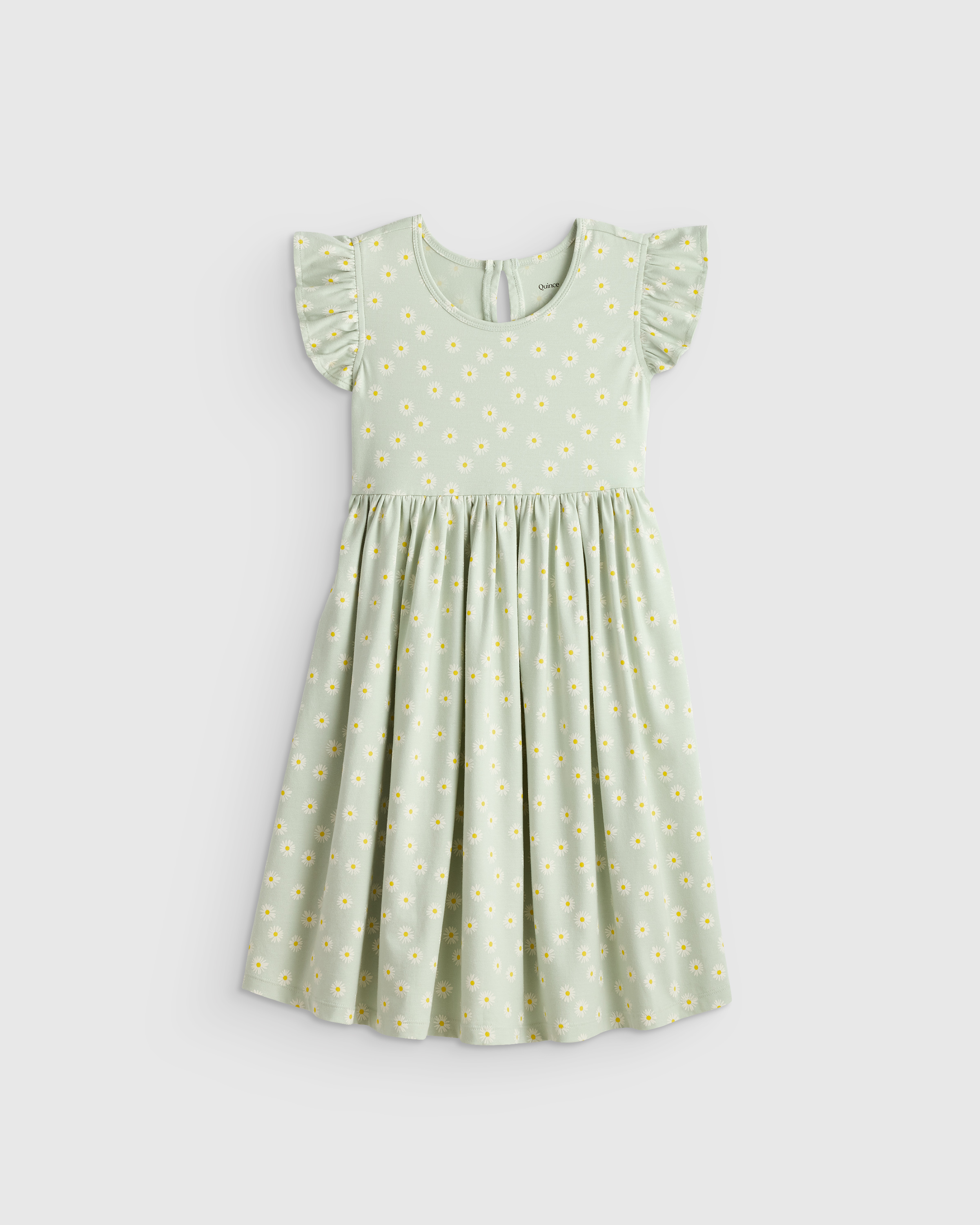 Aqua Daisy Organic Cotton Sleeveless Ruffle Dress 