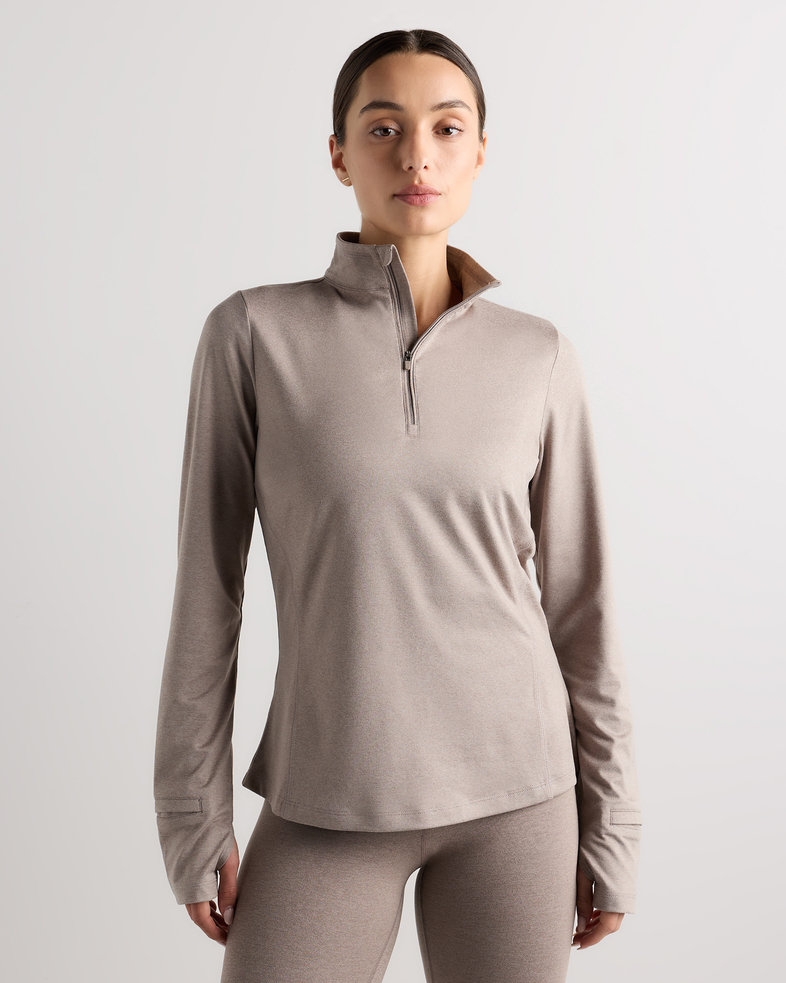 Heather Morel Grey Flowknit Quarter-Zip Pullover