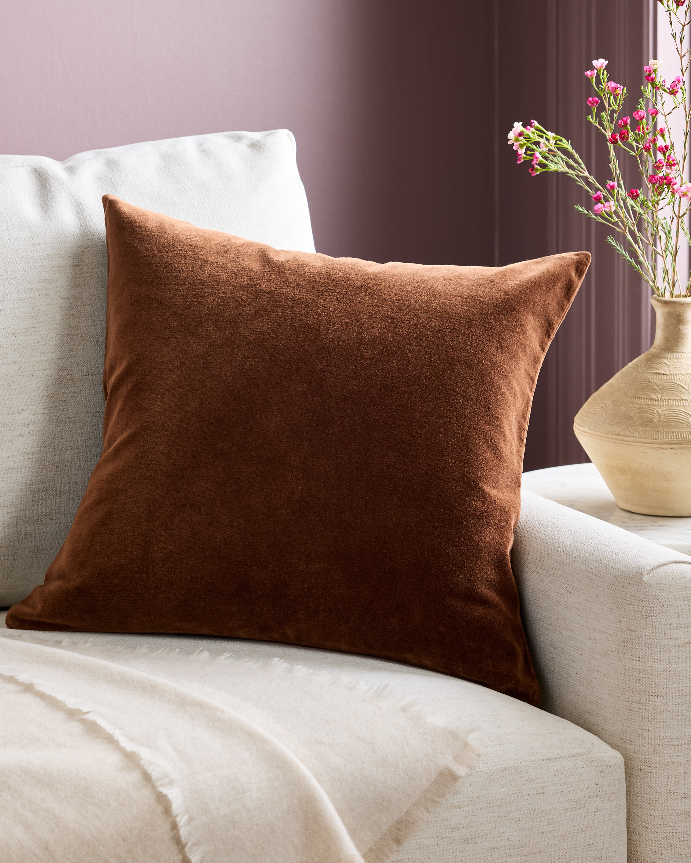 Chestnut Classic Cotton Velvet Pillow Cover