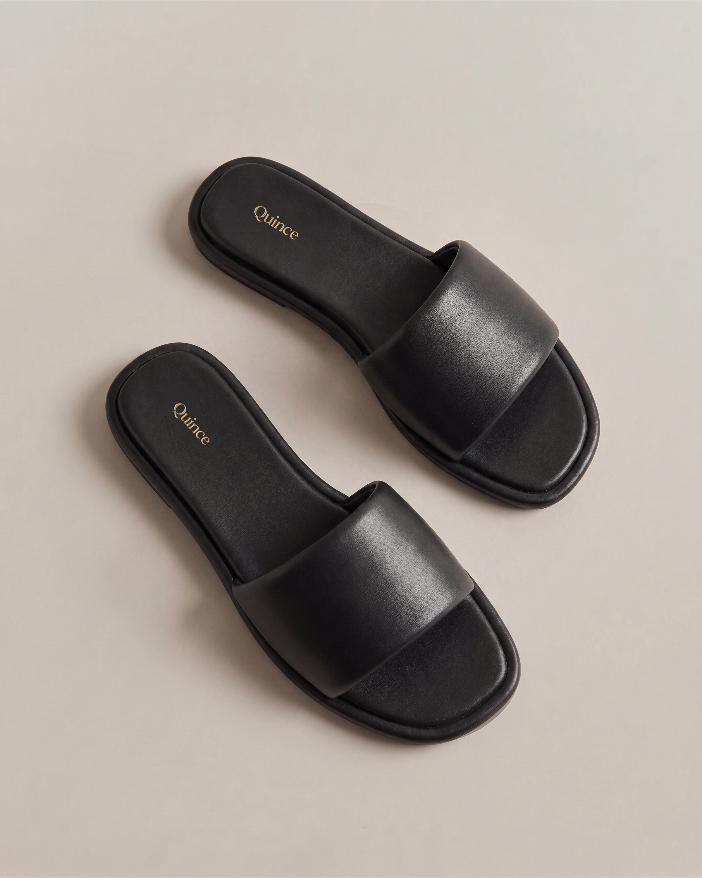 Black Italian Leather Slide Sandal