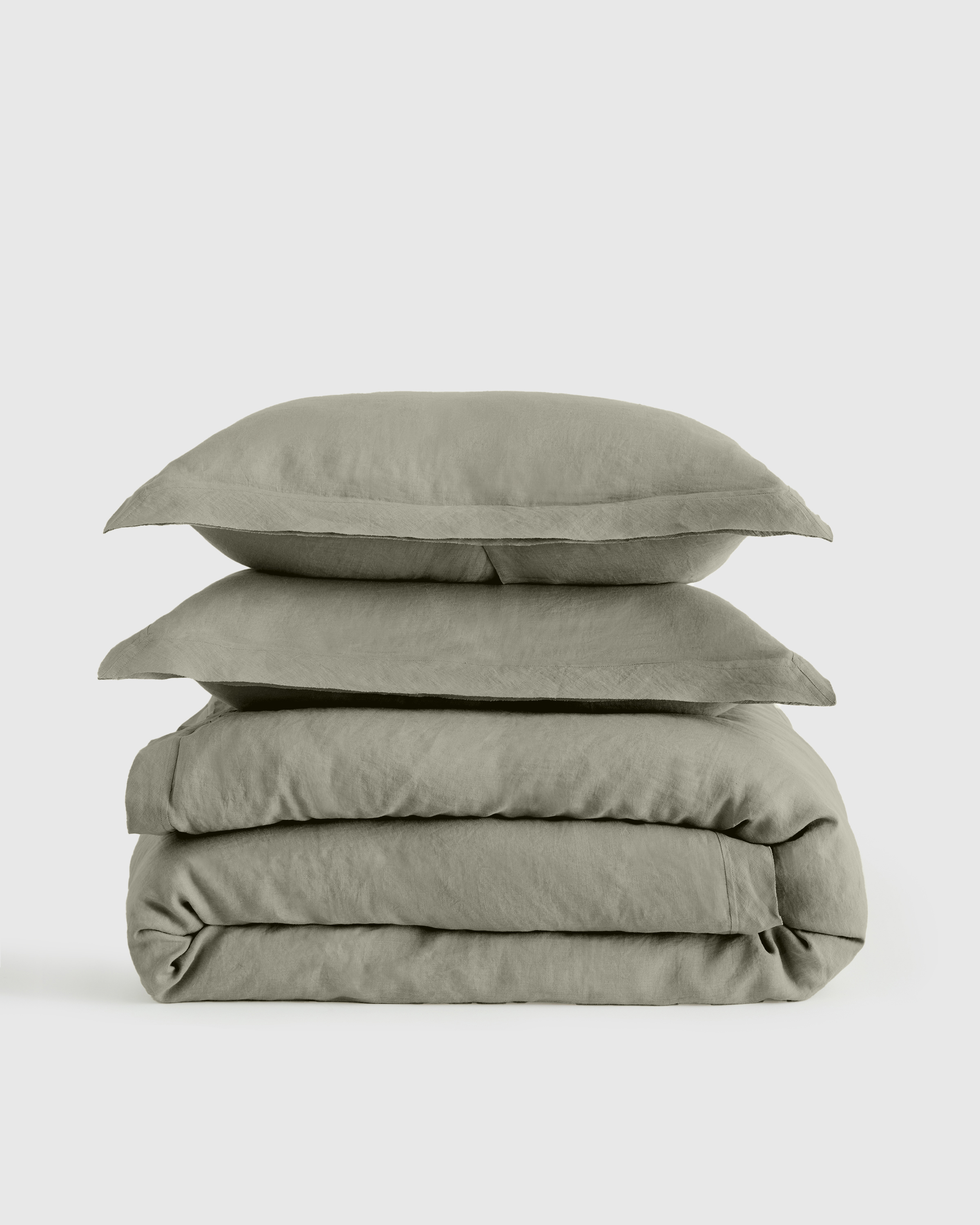 european linen double flange duvet cover set, full/queen, willowleaf