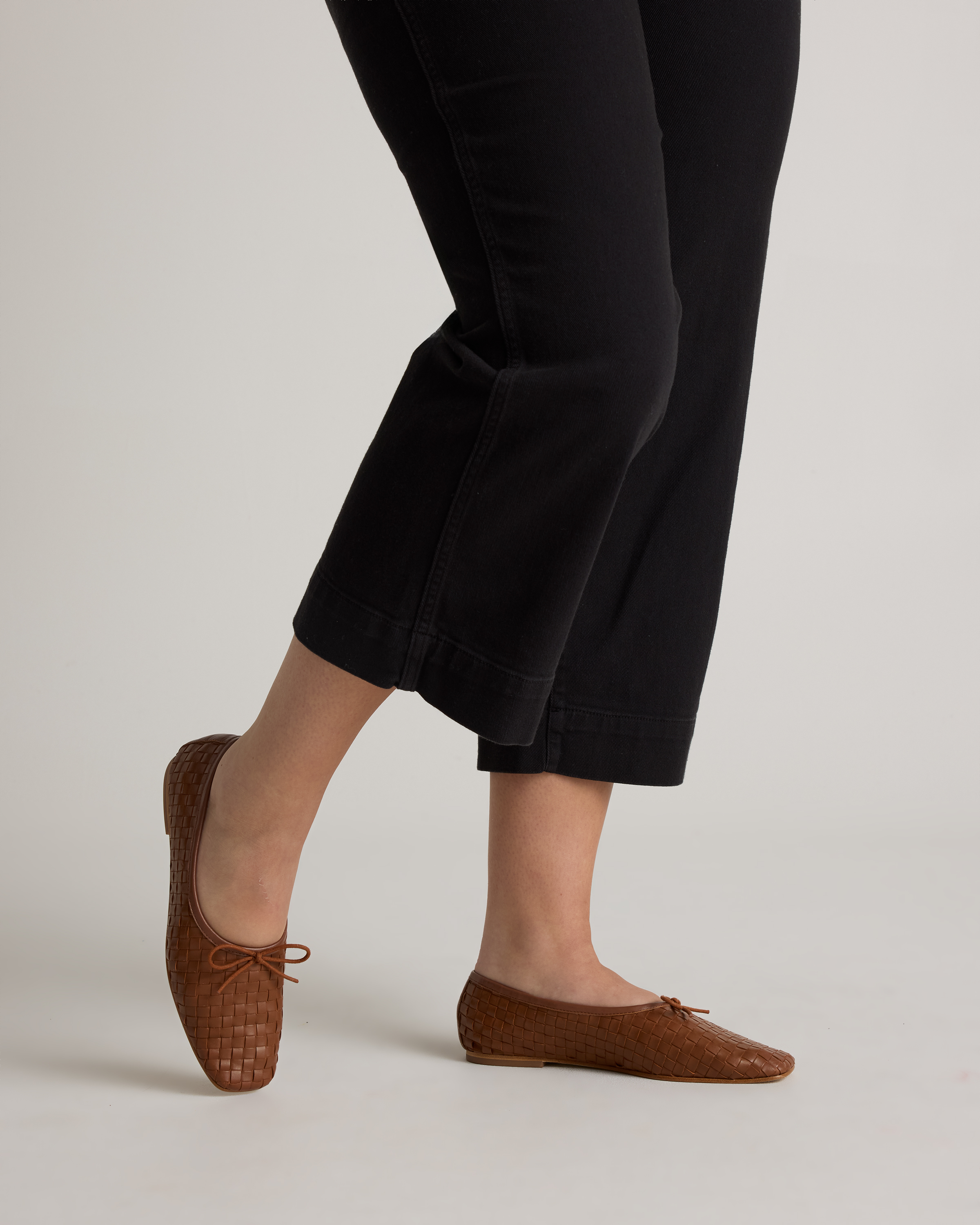靴 HEWN Sq llic ballet flats 35h Italian Leather Handwoven Square Toe Ballet Flat