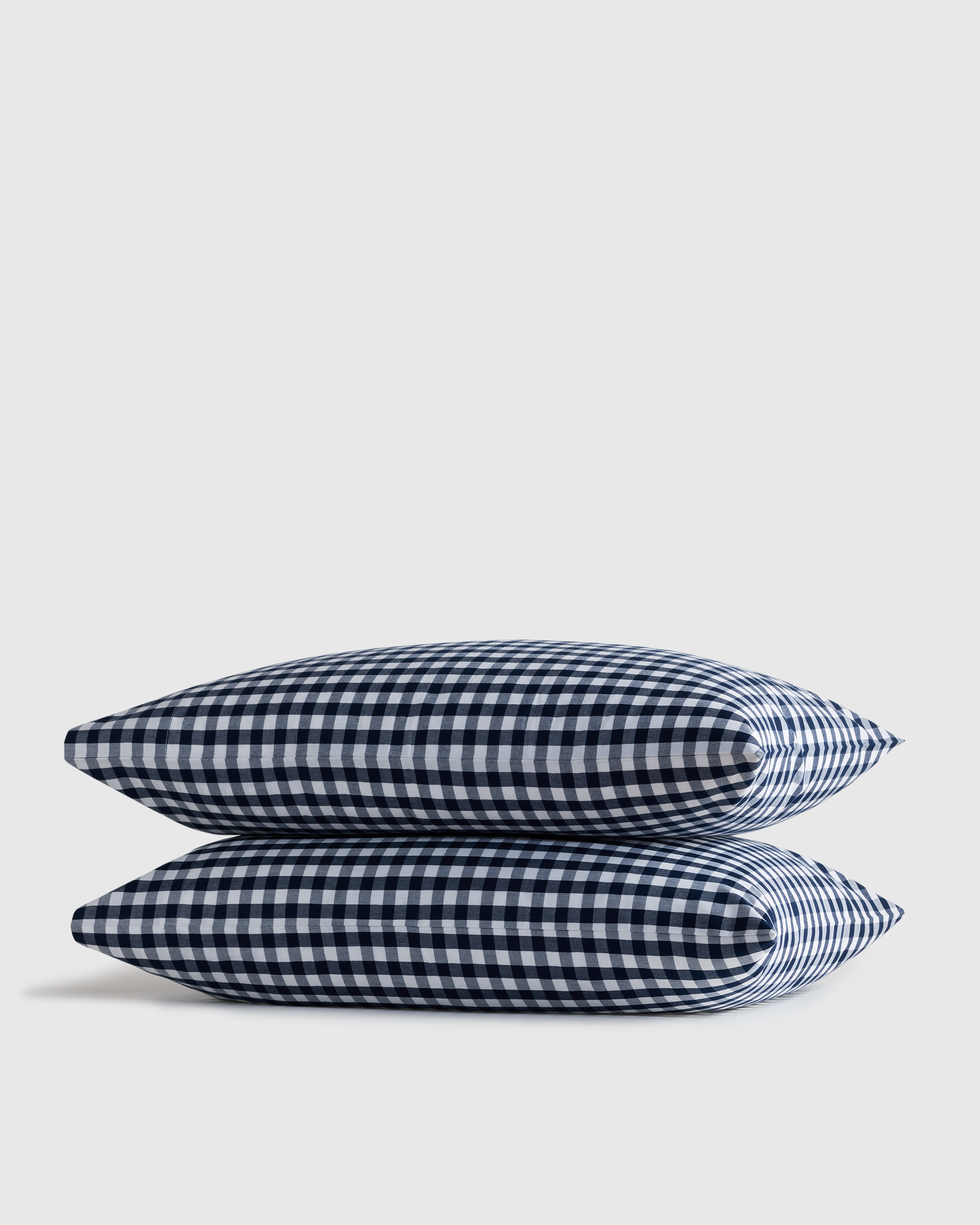 Navy Organic Crisp Percale Gingham Pillowcase Set